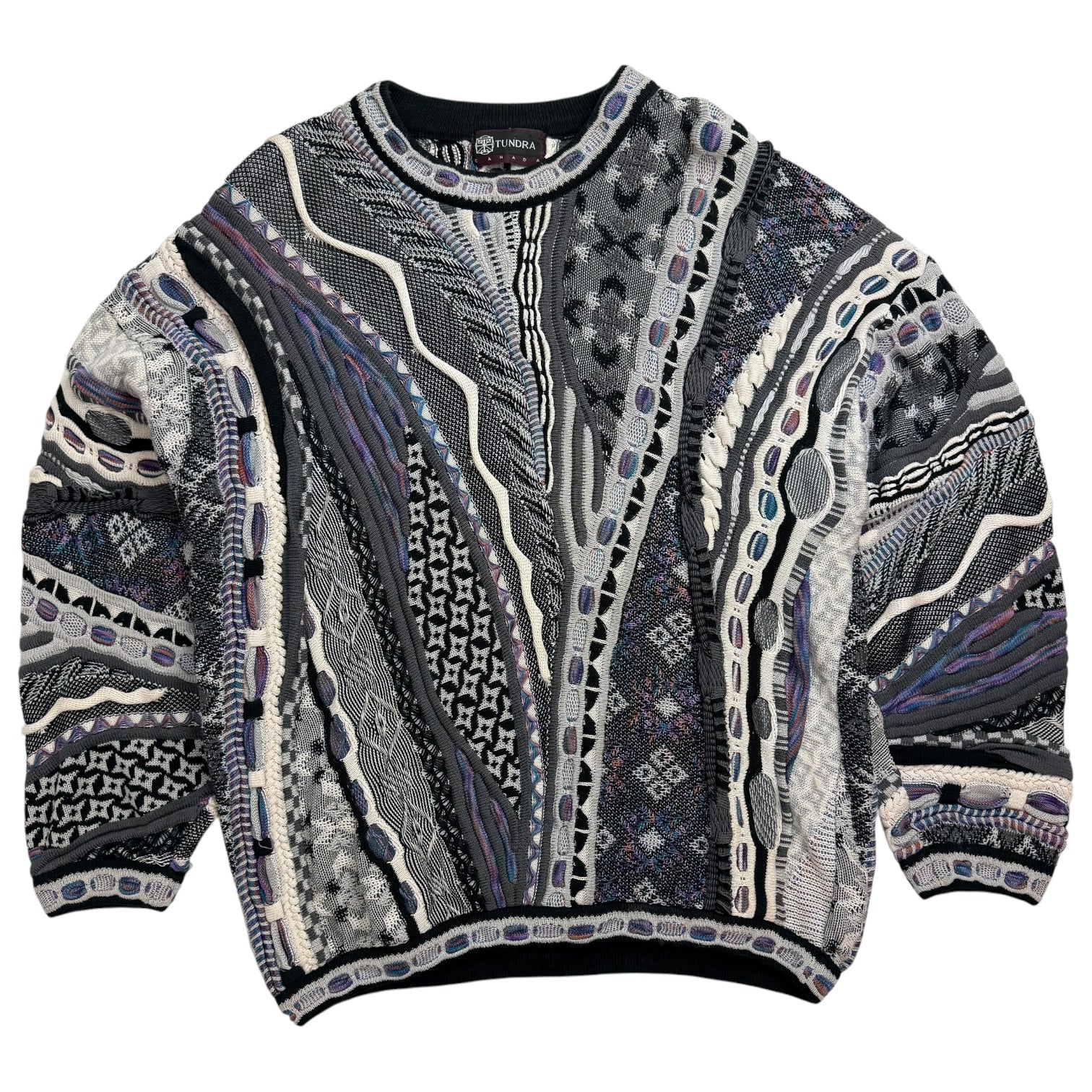 Vintage Coogi Style Tundra Cable Knit Sweater Multicolour