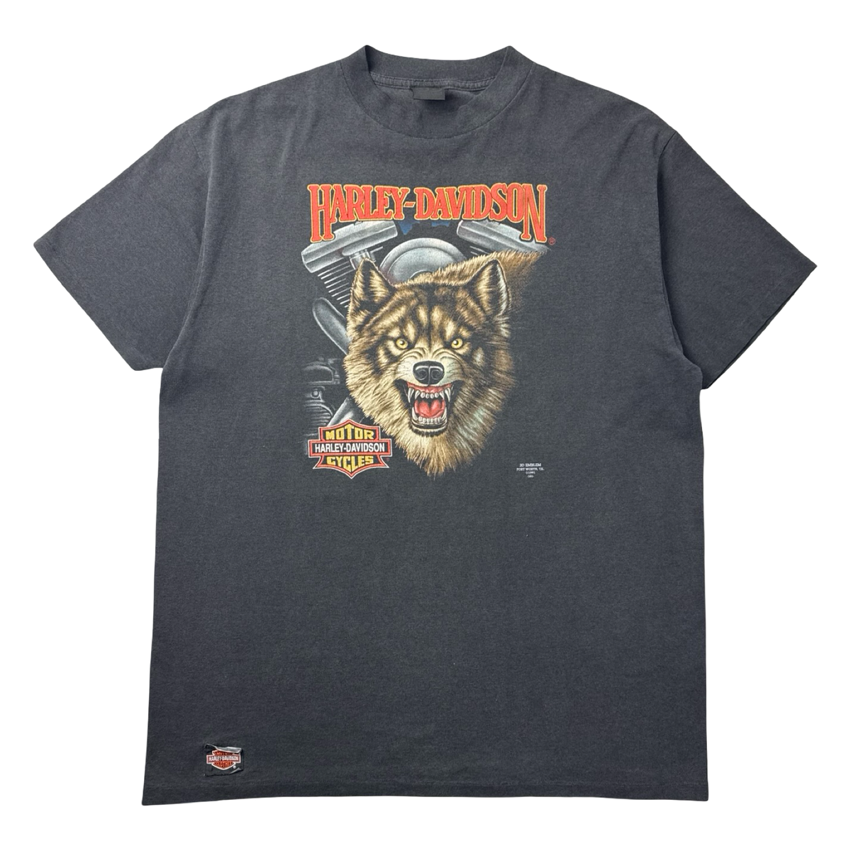 1991 Harley Davidson 3D Emblem Wolf T-Shirt