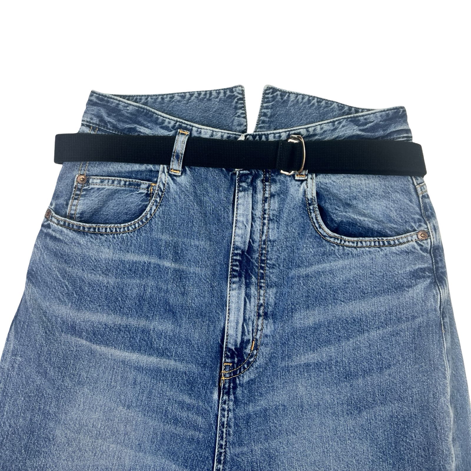 (W) Någonstans Asymmetrical Fold-Over Belted Jeans