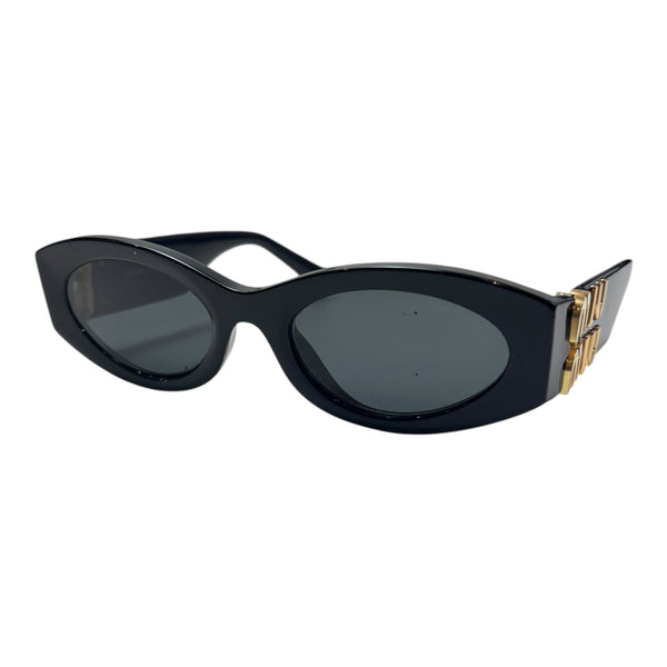 (W) MIU MIU Oval Acetate Sunglasses Black