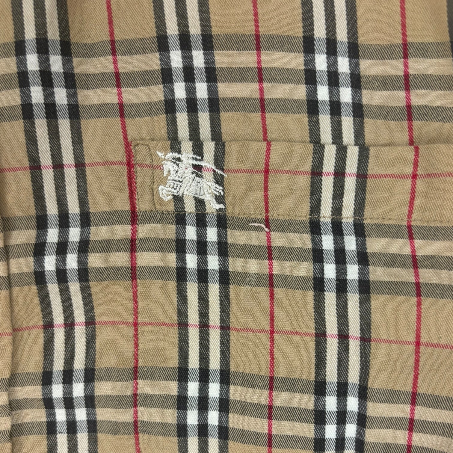 Burberry Plaid Button-Up T-Shirt Beige