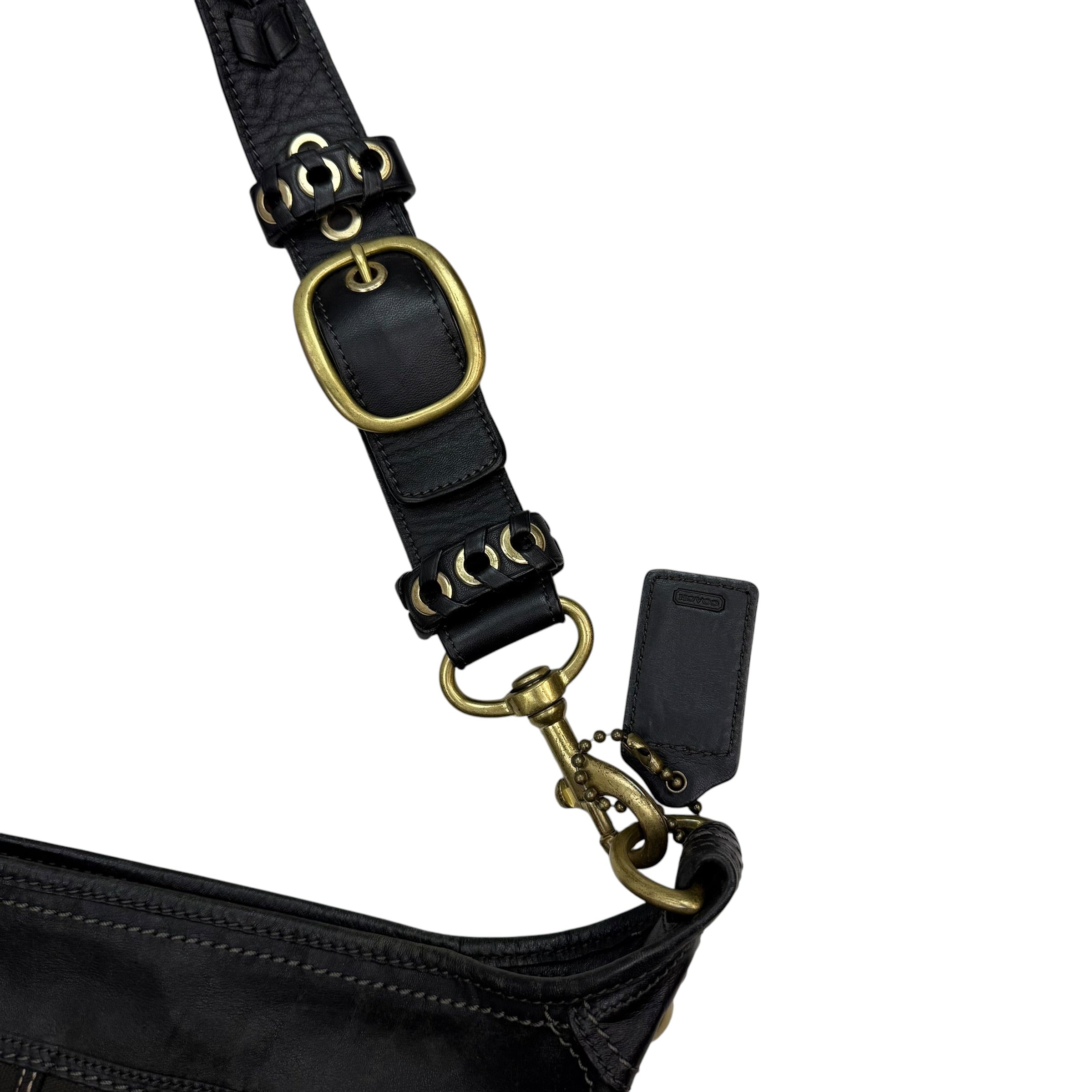 (W) Vintage Coach Bleecker Signature Jacquard Bucket Bag Black