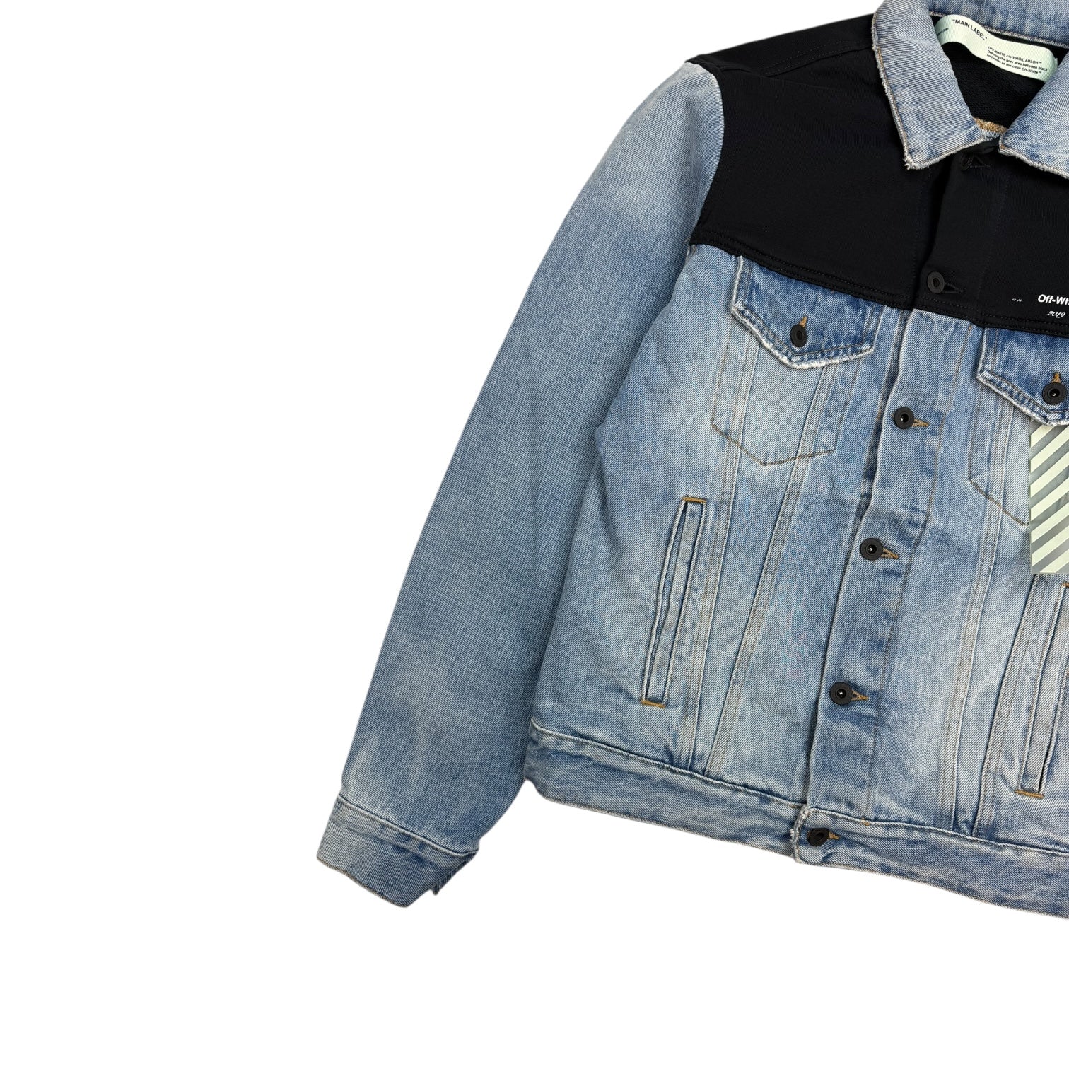 Off-White Contrasting Panel Light Denim/Black