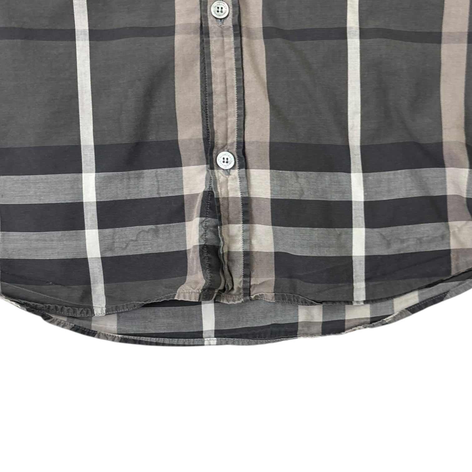 Burberry Check Button-Up Shirt Dark Grey