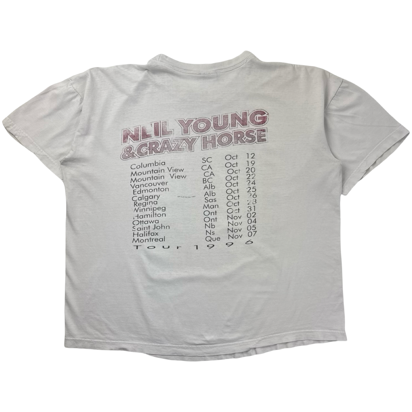 1996 Neil Young & Crazy Horse Folk Rock Band T-Shirt