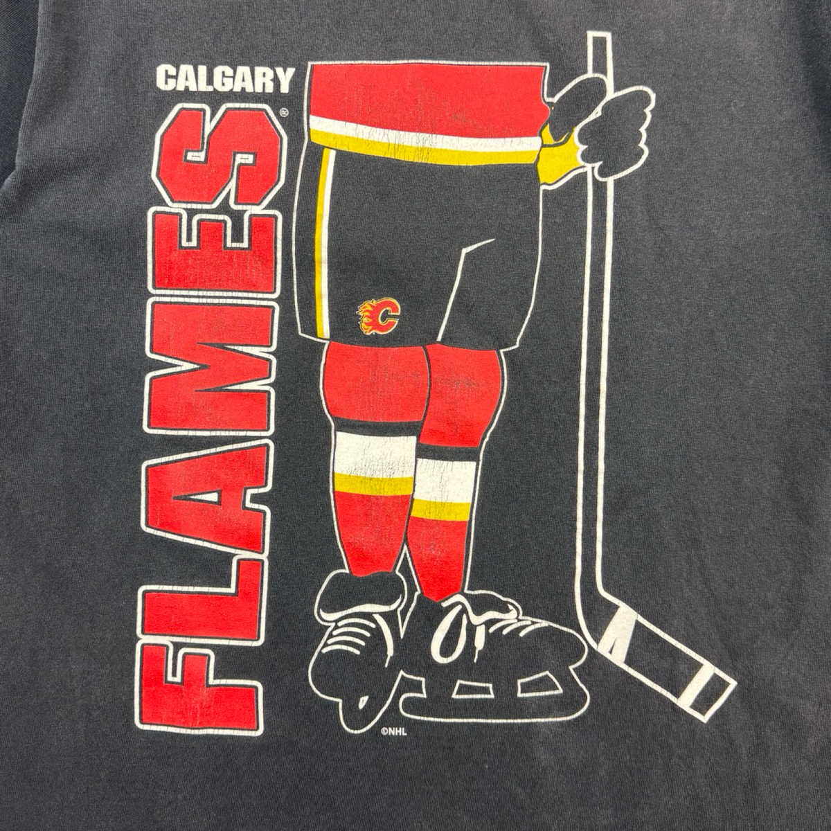 Vintage Calgary Flames NHL Player T-Shirt Faded Black