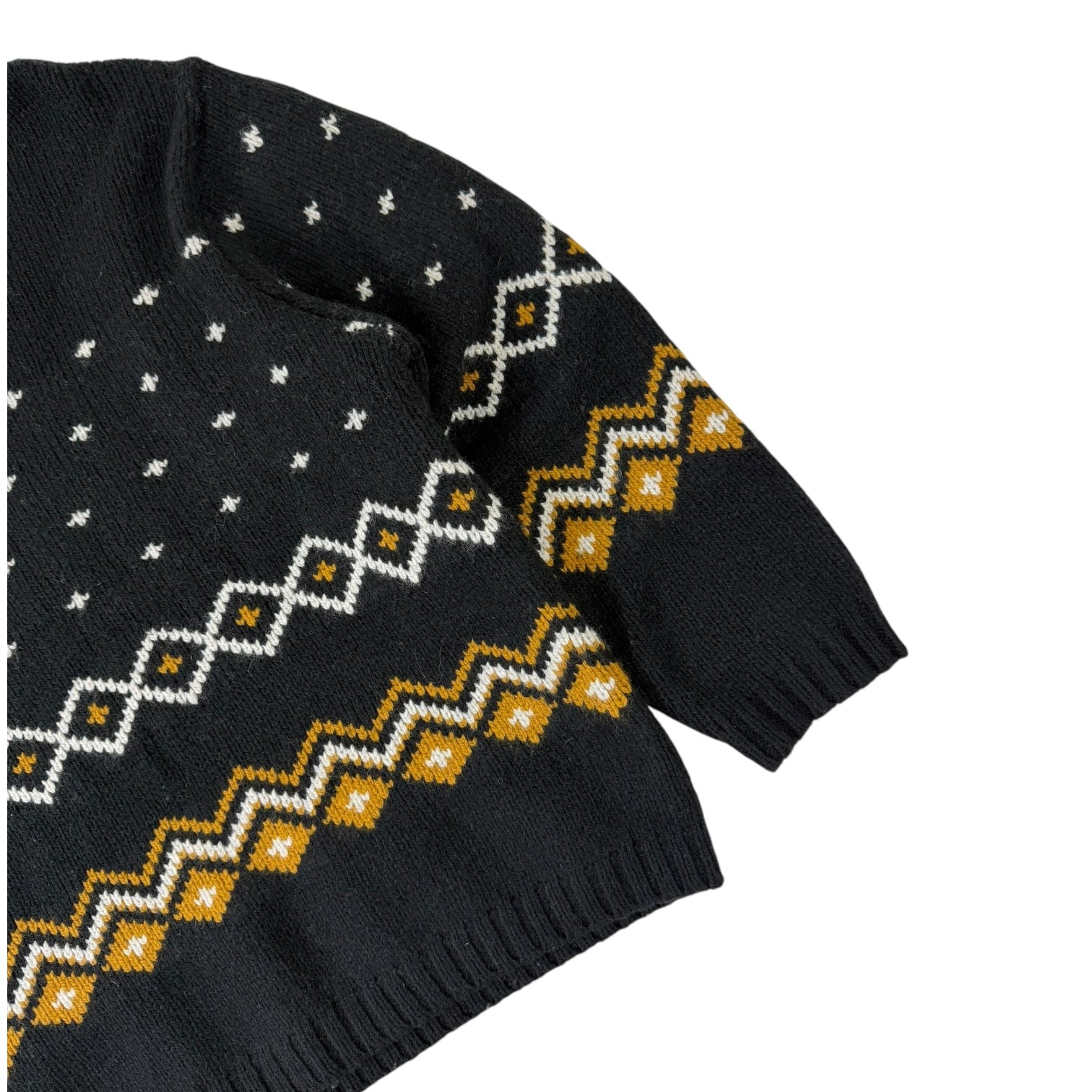 Stussy Roll V-Neck Fairisle Sweater Black