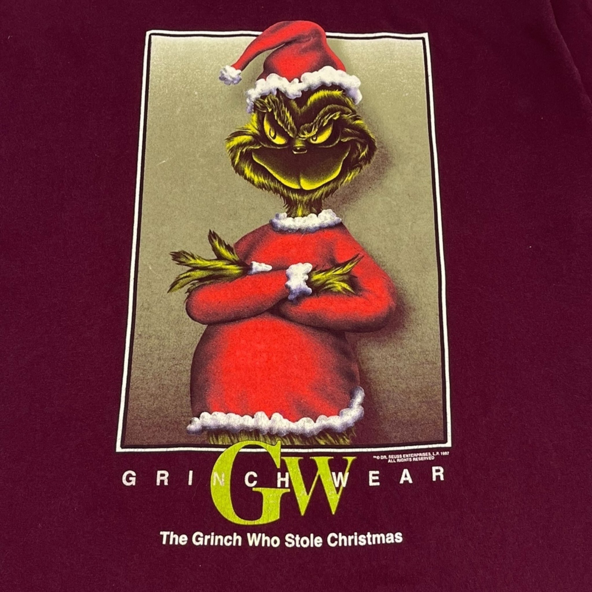 1997 Dr. Seuss Grinch Wear T-Shirt Burgundy