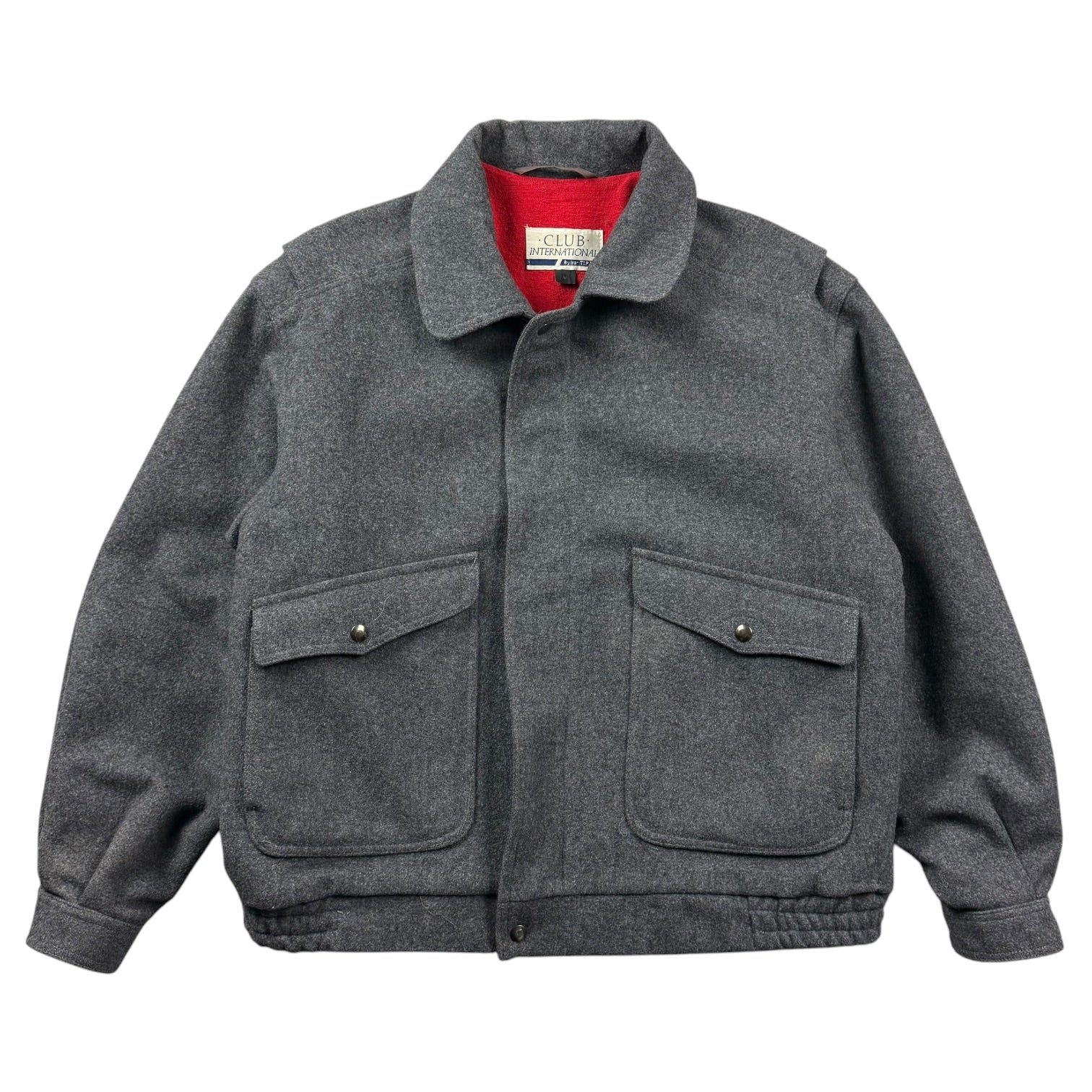 Vintage Club International Wool Blend Bomber Jacket Grey
