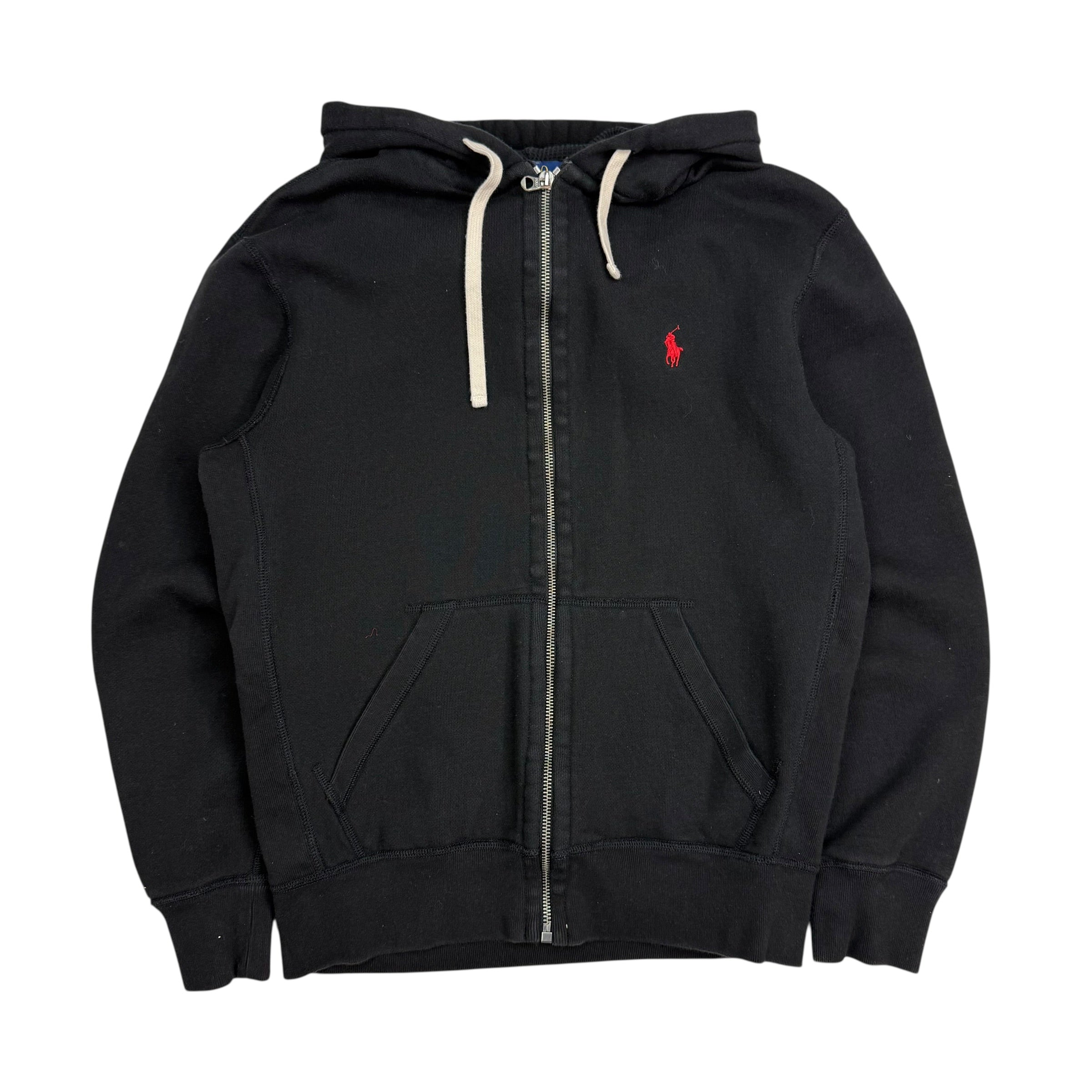 Vintage Polo Ralph Lauren Waffled Lined Zip Up Hoodie Black