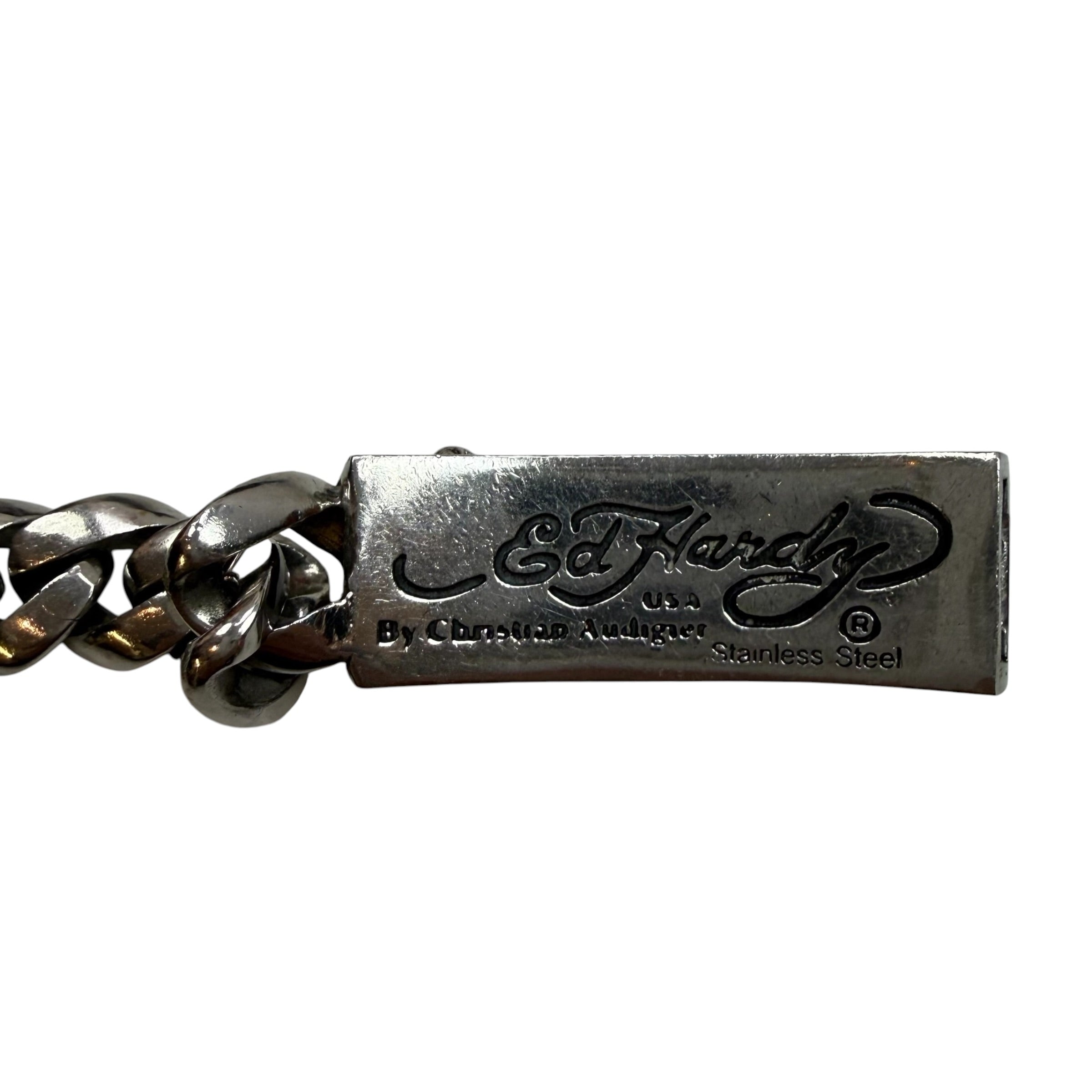 Vintage Y2K Ed Hardy True Love Dagger Bracelet Stainless Steel
