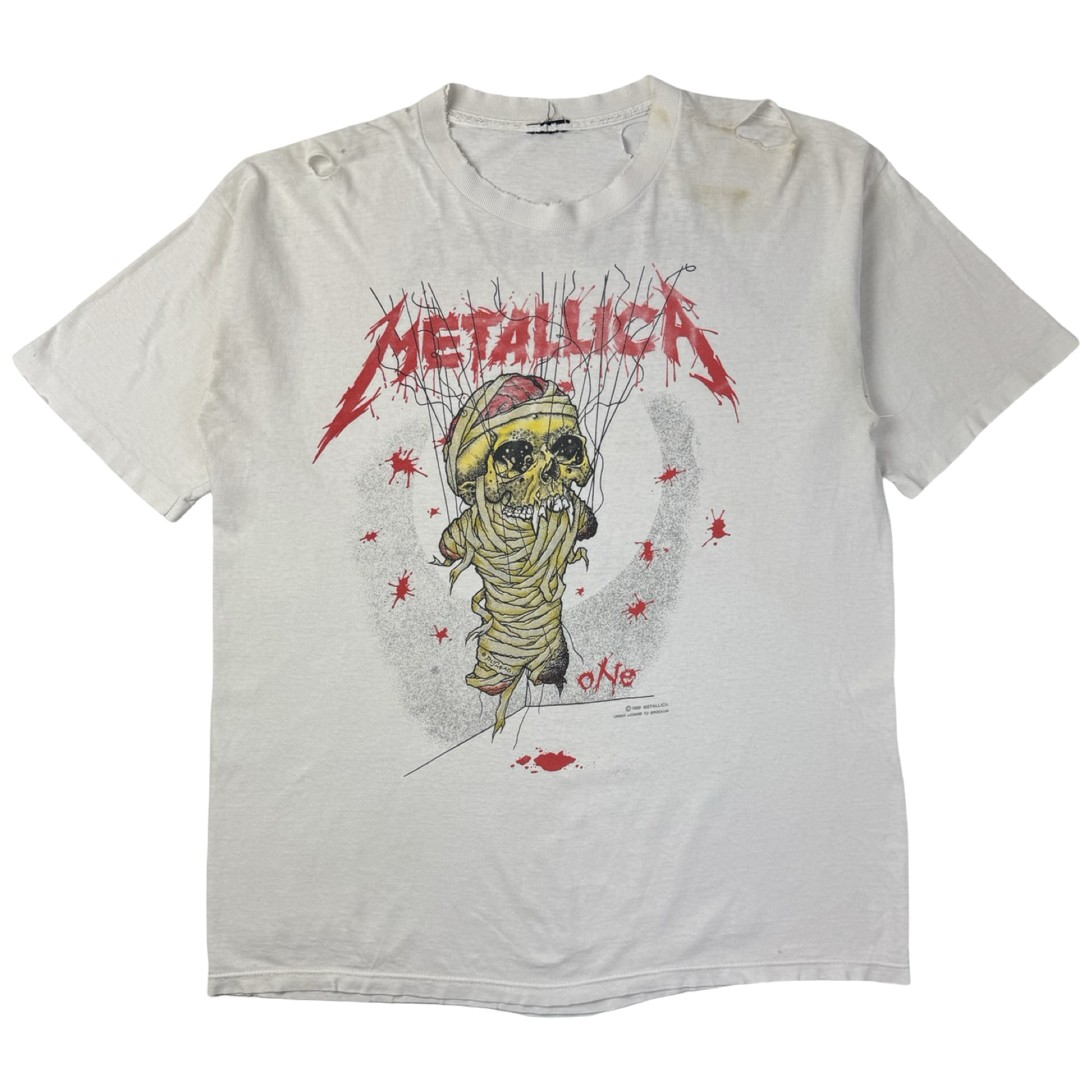 1989 Metallica ‘One’ Landmine Band T-Shirt Distressed White