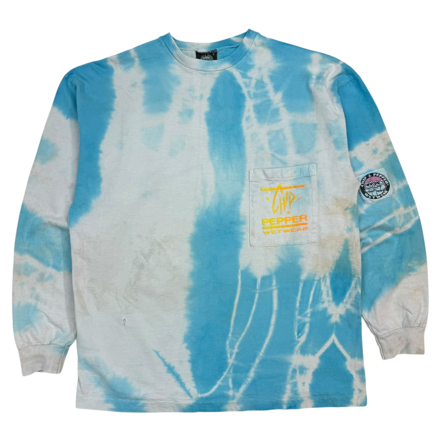 Vintage Chip & Pepper Wet Wear Tie Dye L/S Tee Blue/White