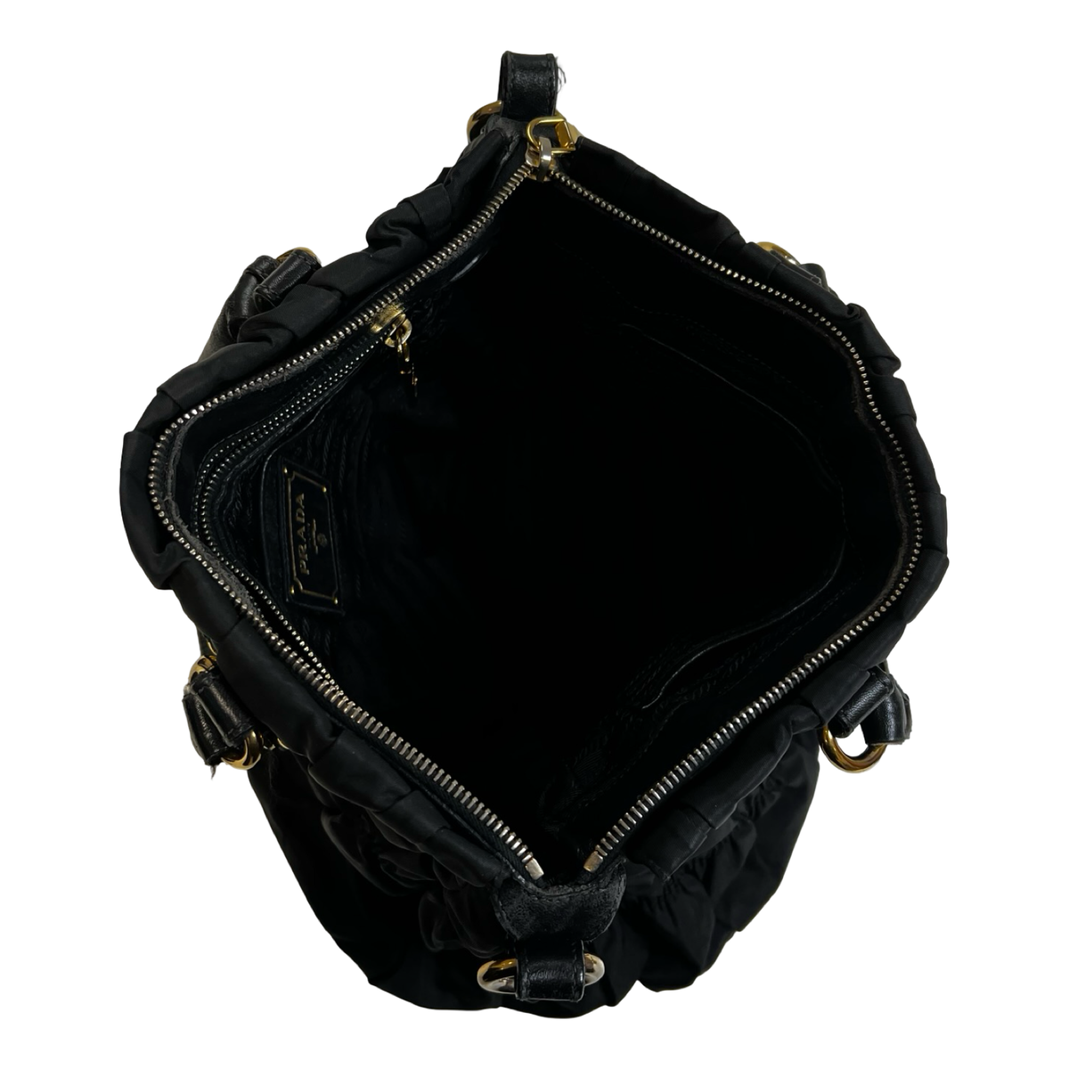 Prada Tessuto Gaufre Nylon Satchel Tote Black