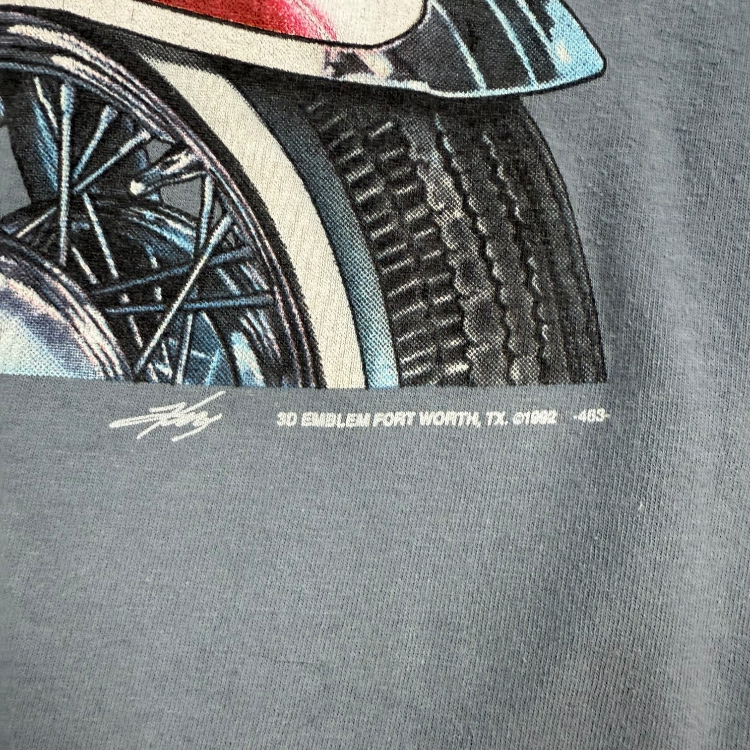 1992 3D Emblem Harley Davidson ‘I Own A Harley’ Tee Blue