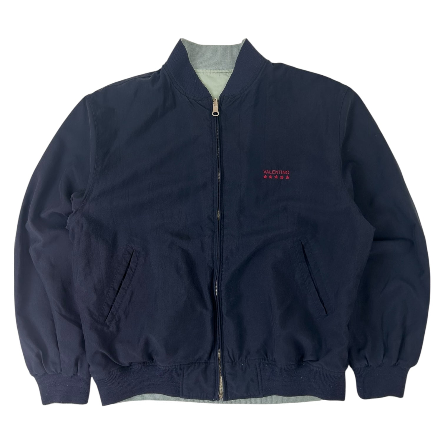 Vintage Valentino Reversible Bomber Jacket Navy/Sage