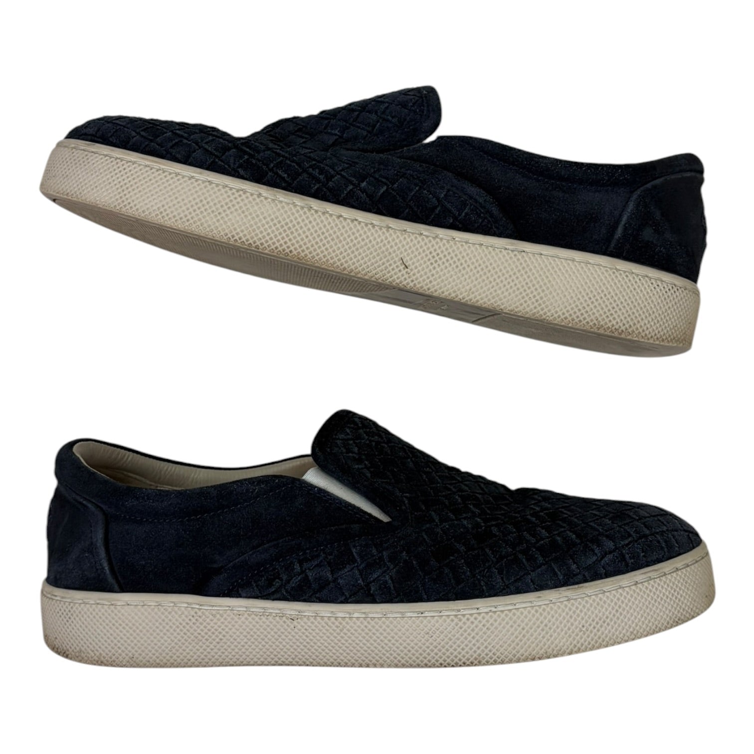 Bottega Veneta Intrecciato Weave Suede Loafer Sneakers Navy