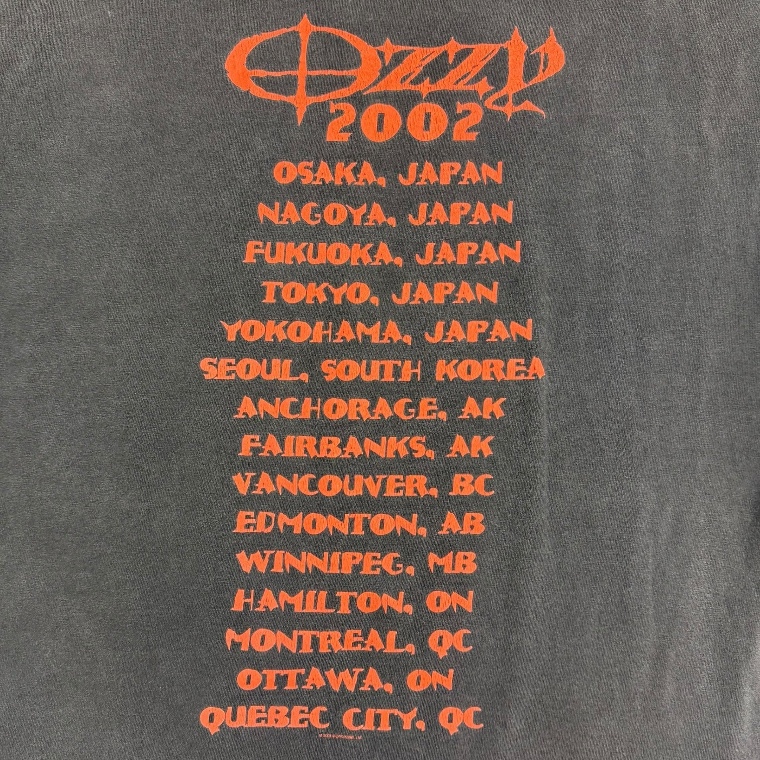 2002 Ozzy Osbourne Japan/Canada Tour Tee Black