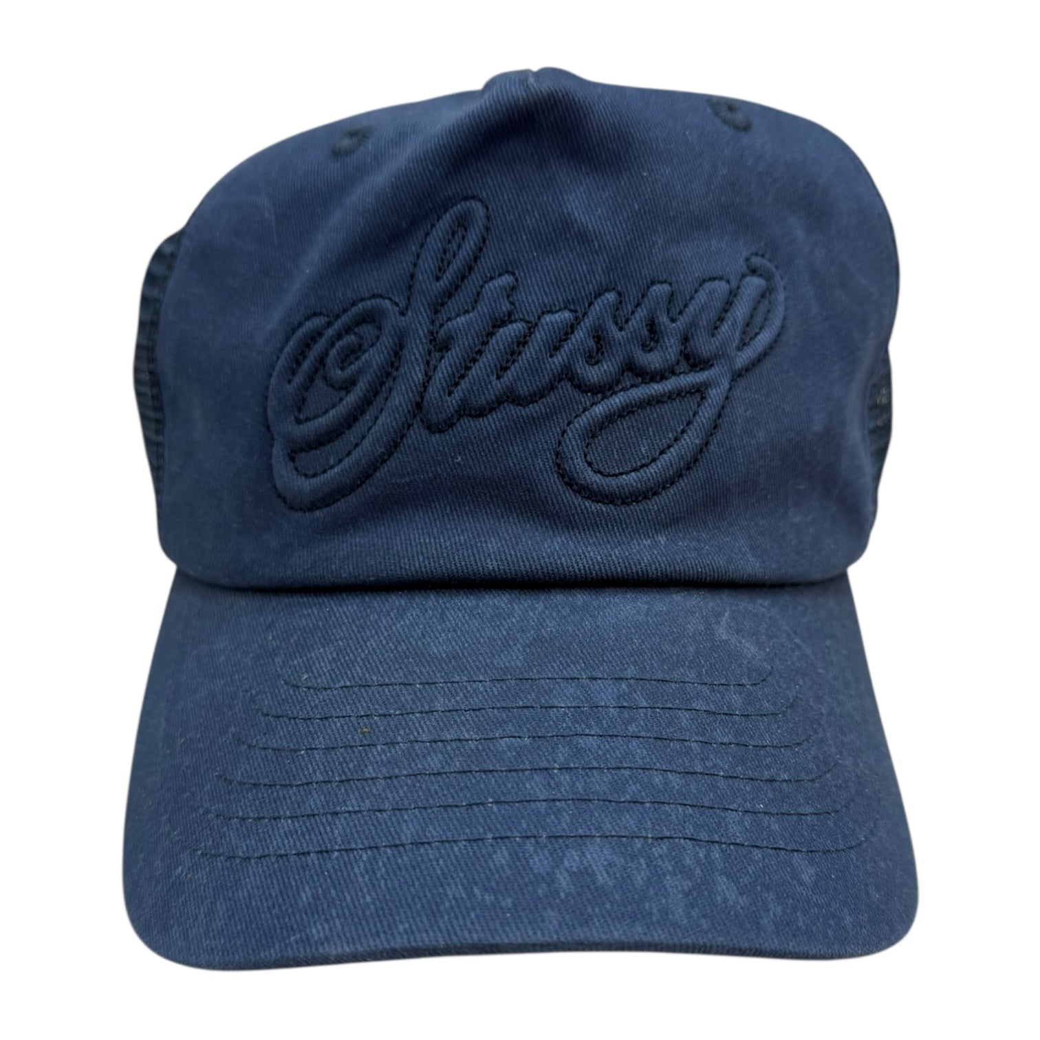 Stussy Cursive Stitch Trucker Hat Navy