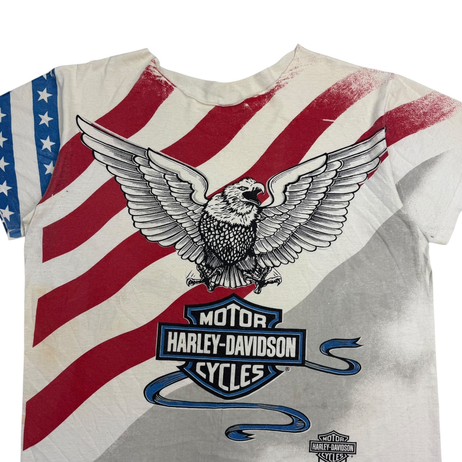 Vintage Harley Davidson USA Flag Tee White