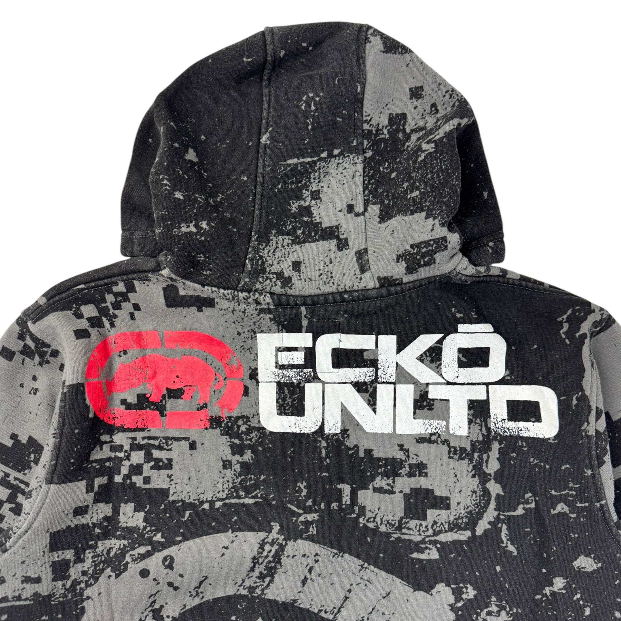 Vintage Eckō Unltd. Digi Camo Cyber Hoodie Grey