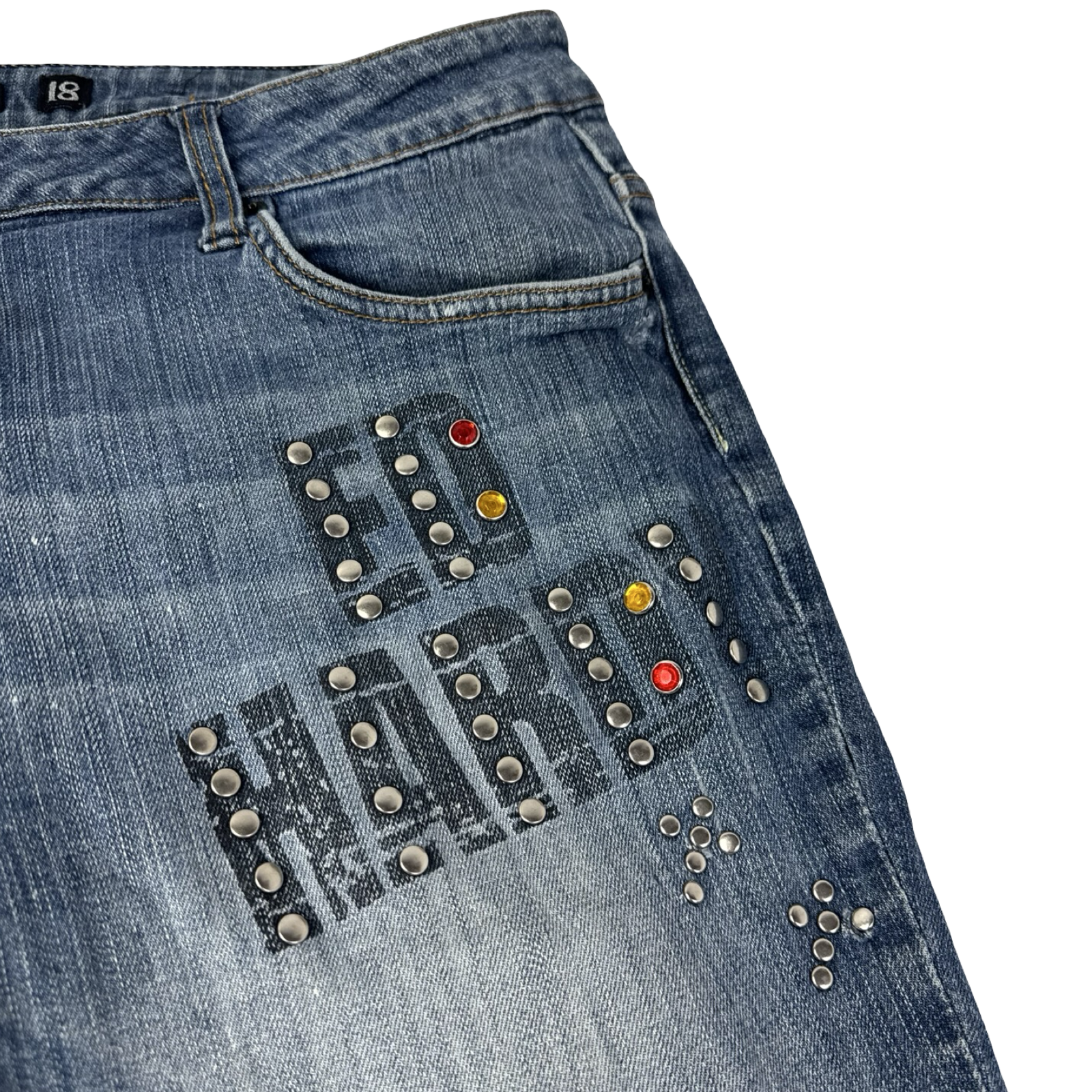 Vintage Ed Hardy Embellished Denim Bottoms Blue Wash