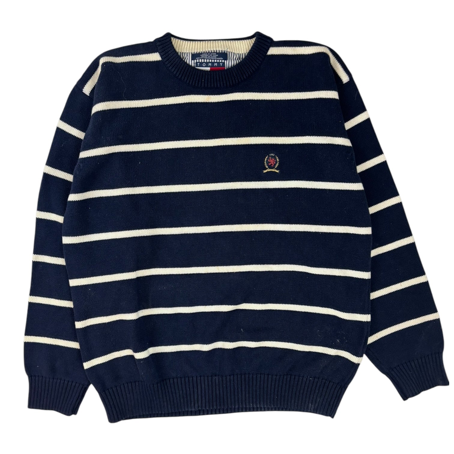 Vintage Tommy Hilfiger Striped Knit Sweater Navy