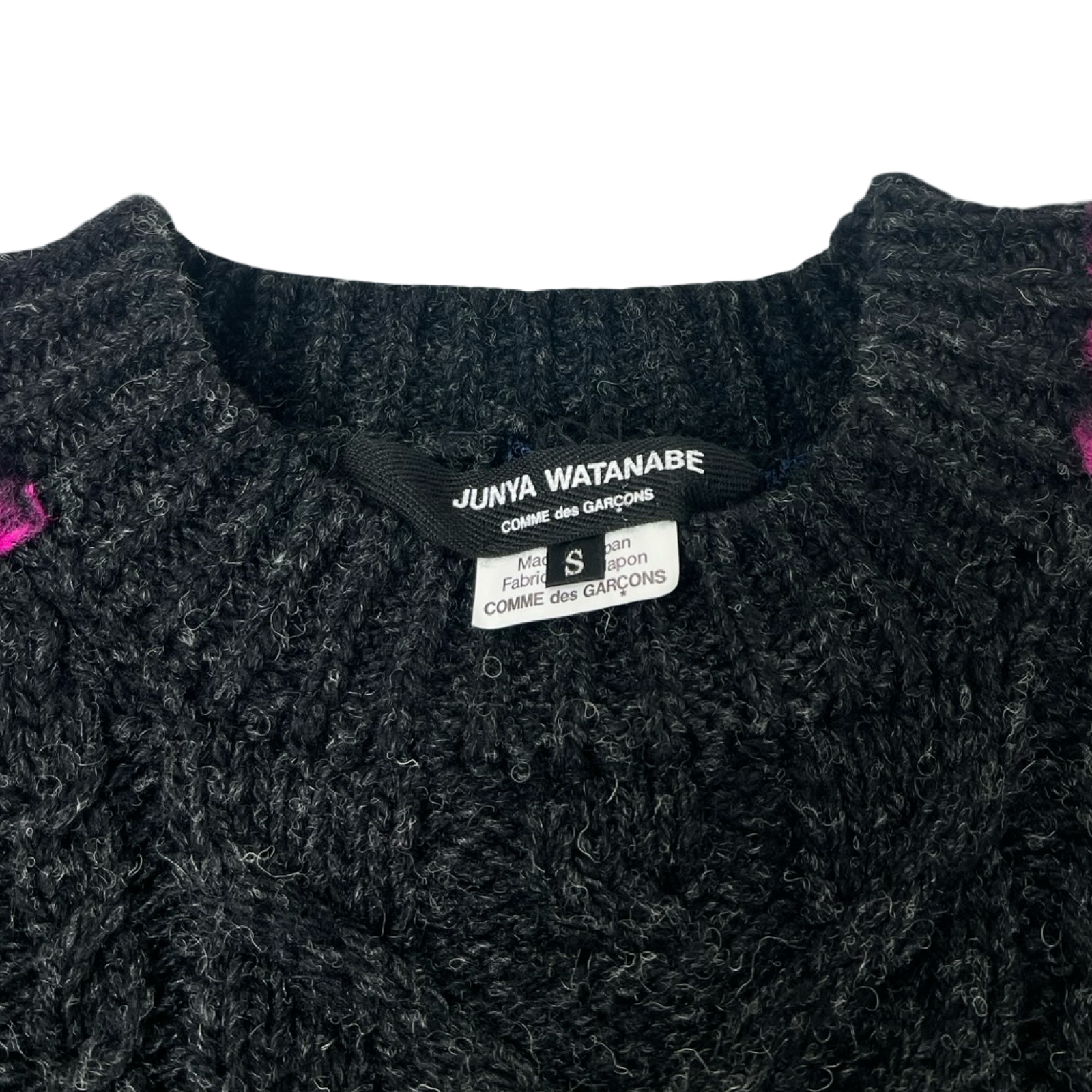 Junya Watanabe Comme Des Garçons Cable Knit Wool Dark Charcoal Sweater