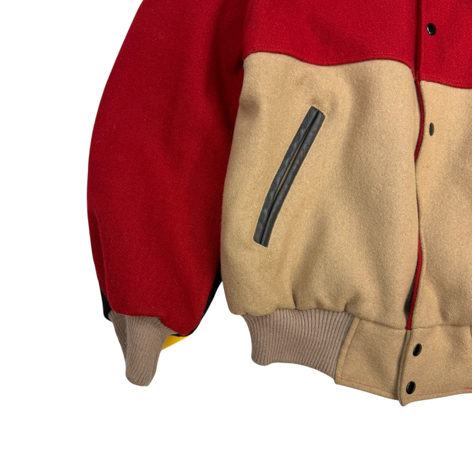 Vintage Bee-Wild Wool Bomber Jacket Red/Tan