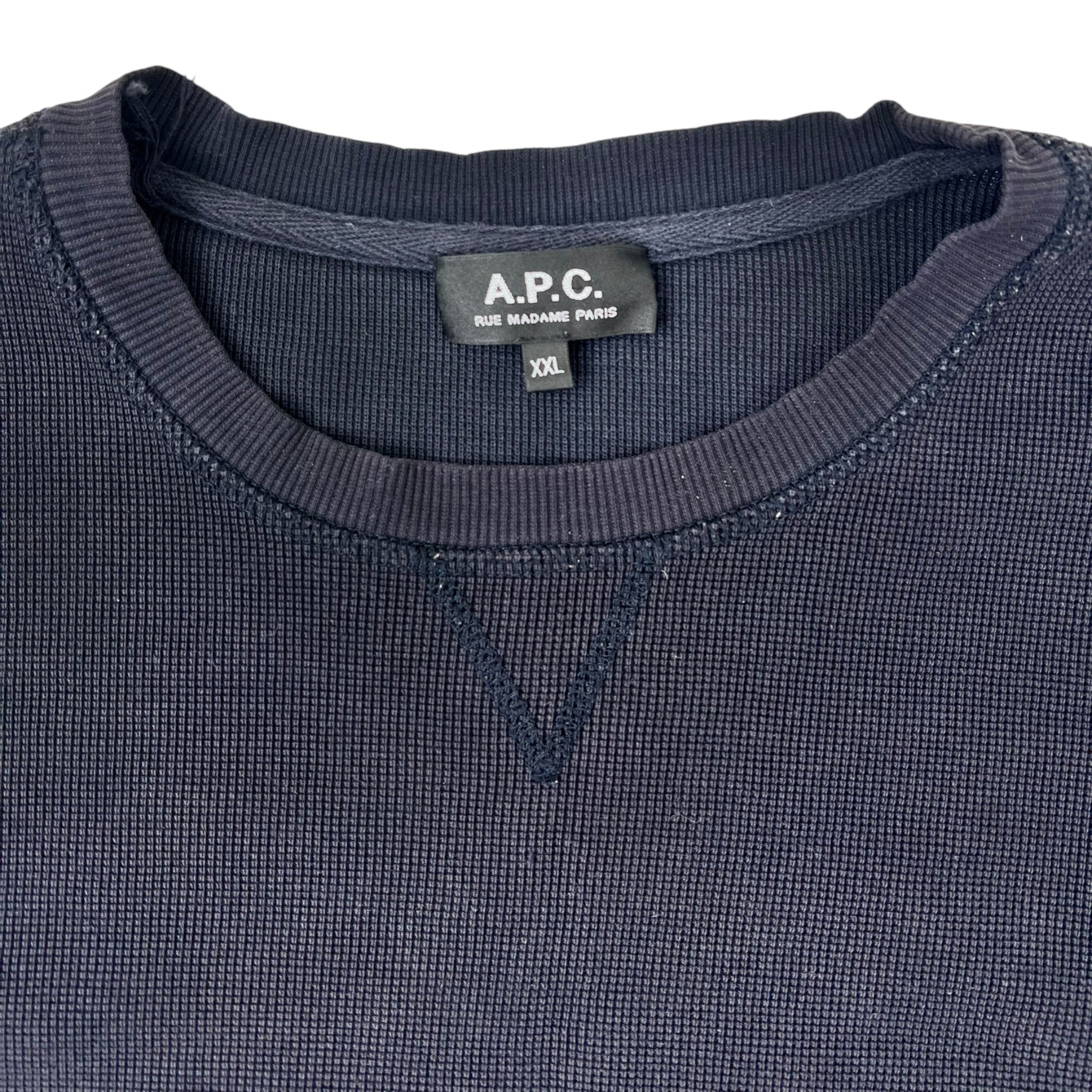 A.P.C. Thermal Crewneck Sweatshirt Washed Navy
