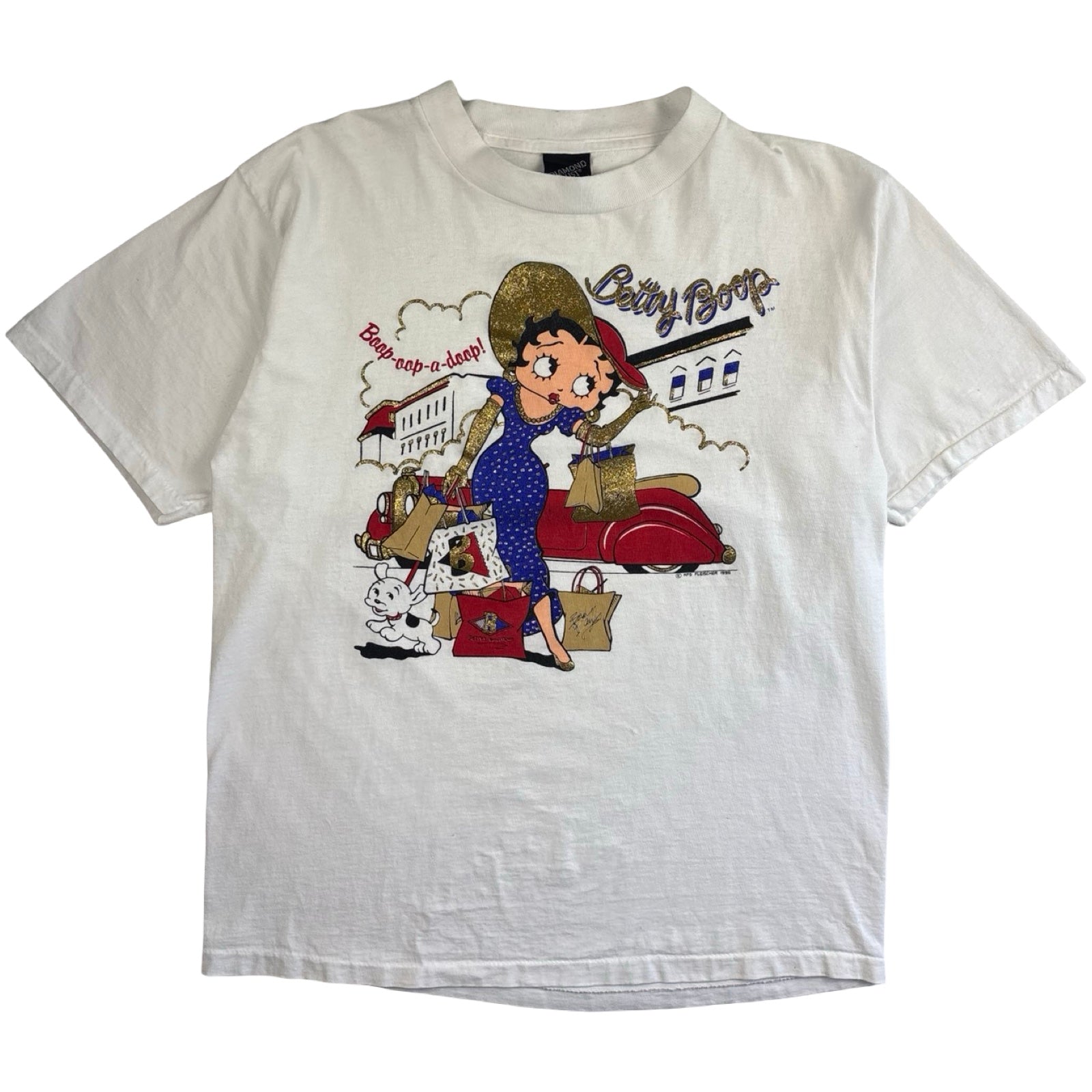 1995 Betty Boop Western Glitter T-Shirt White