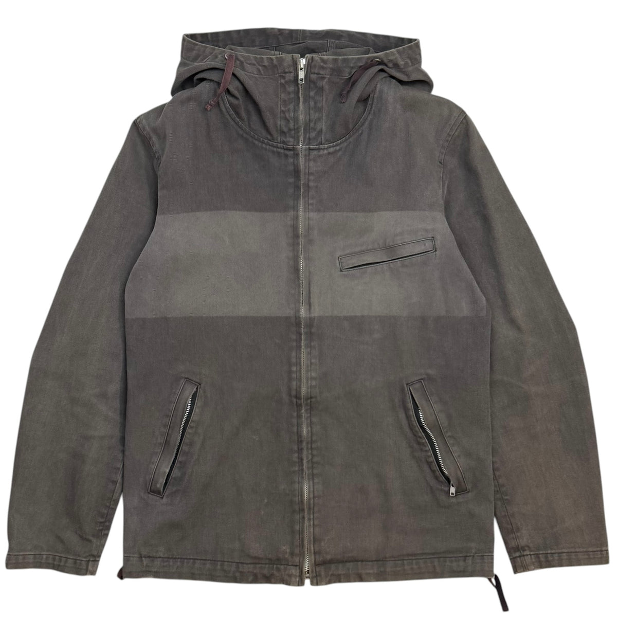 Vintage AD2001 Comme Des Garçons Homme Denim Zip Up Hooded Jacket Brown