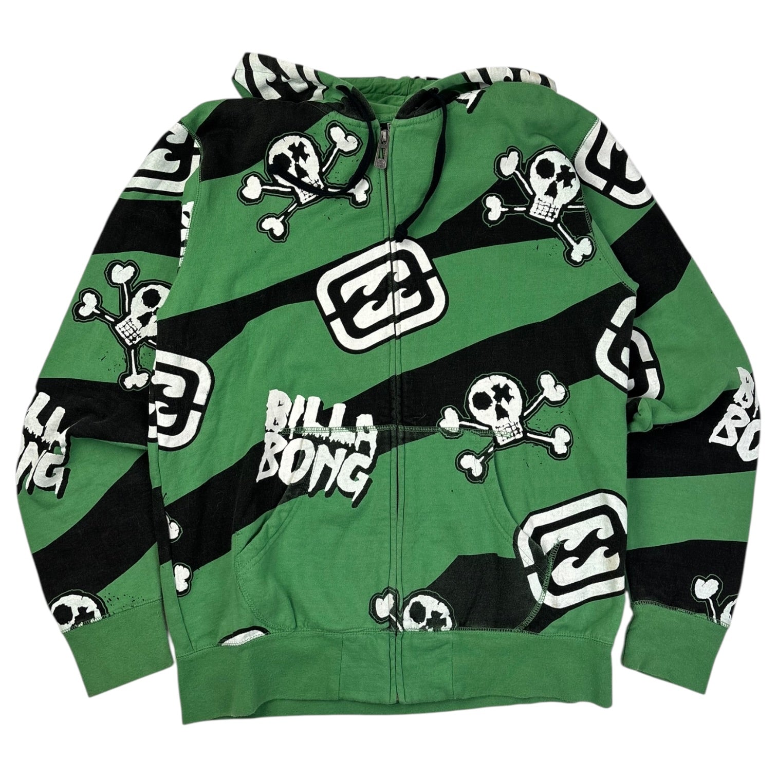 Vintage Y2K Billabong Skulls Zip Up Hoodie