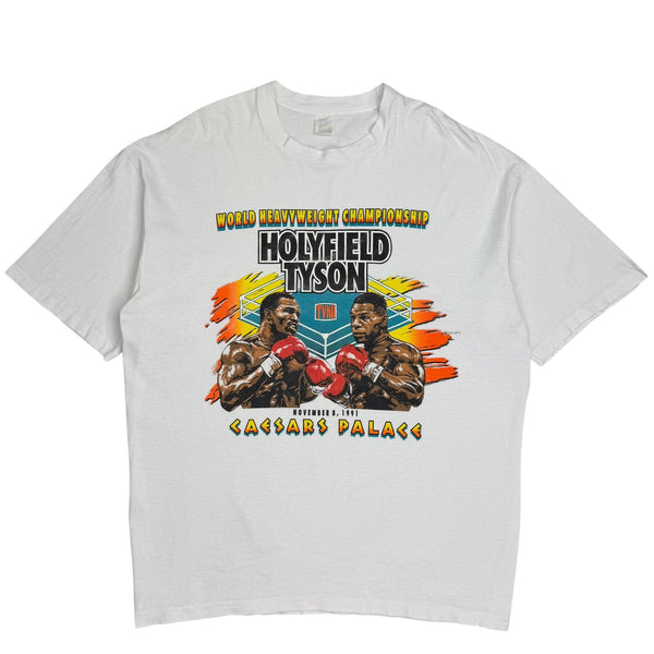 1991 Mike Tyson Evander Holyfield Ceasars Palace World Heavyweight Championship Tee White