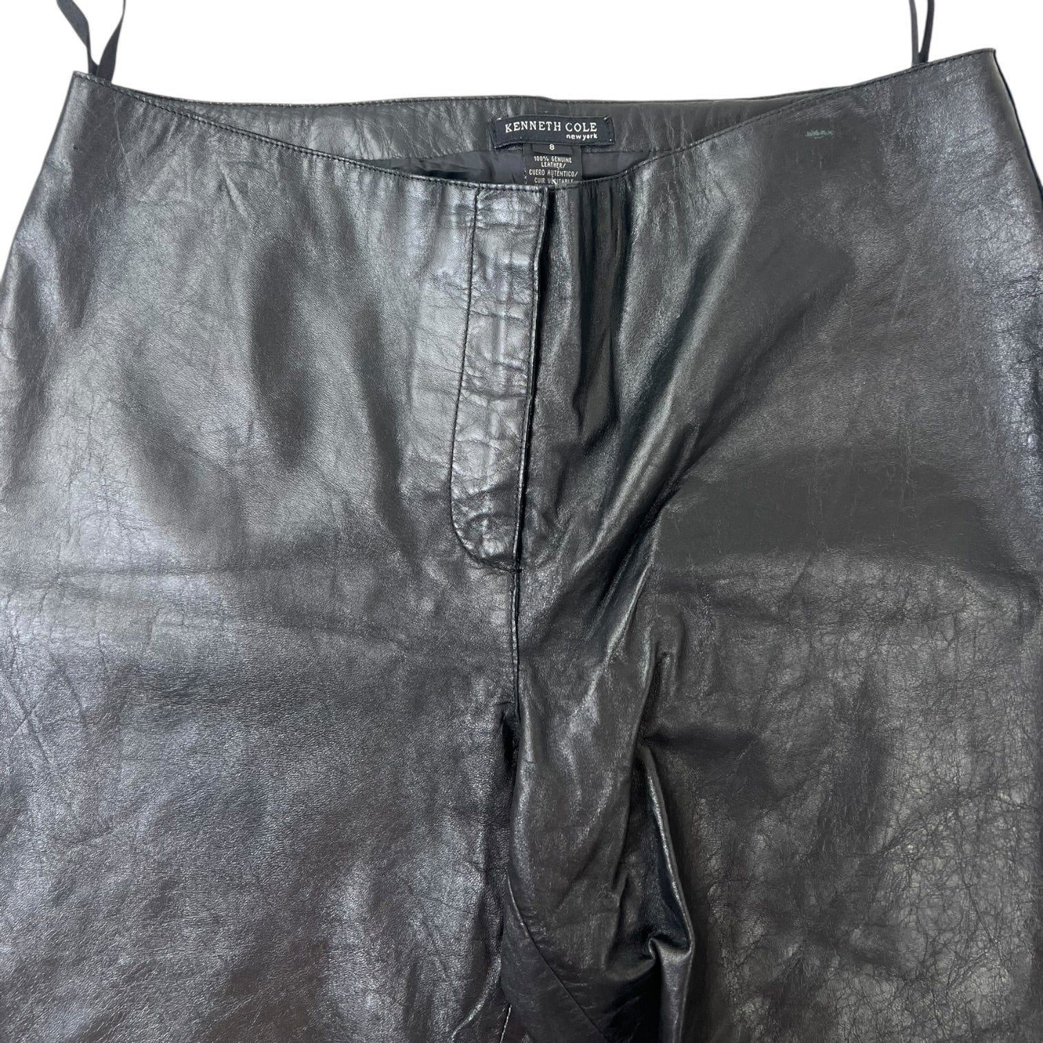 (W) Kenneth Cole Leather Trousers Black