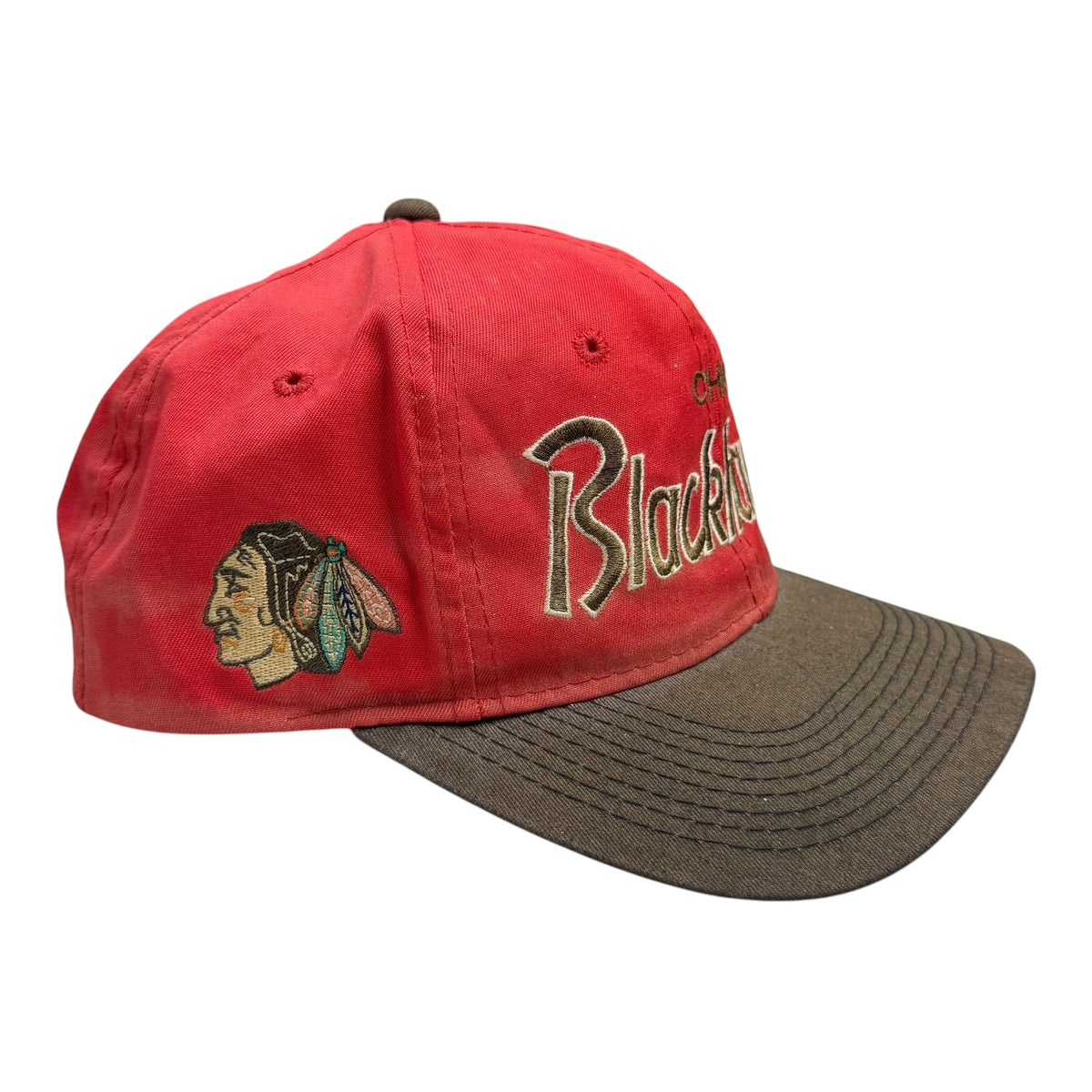 Vintage Chicago Blackhawks Sports Specialties Two Tone Embroidered Hat Red/Brown