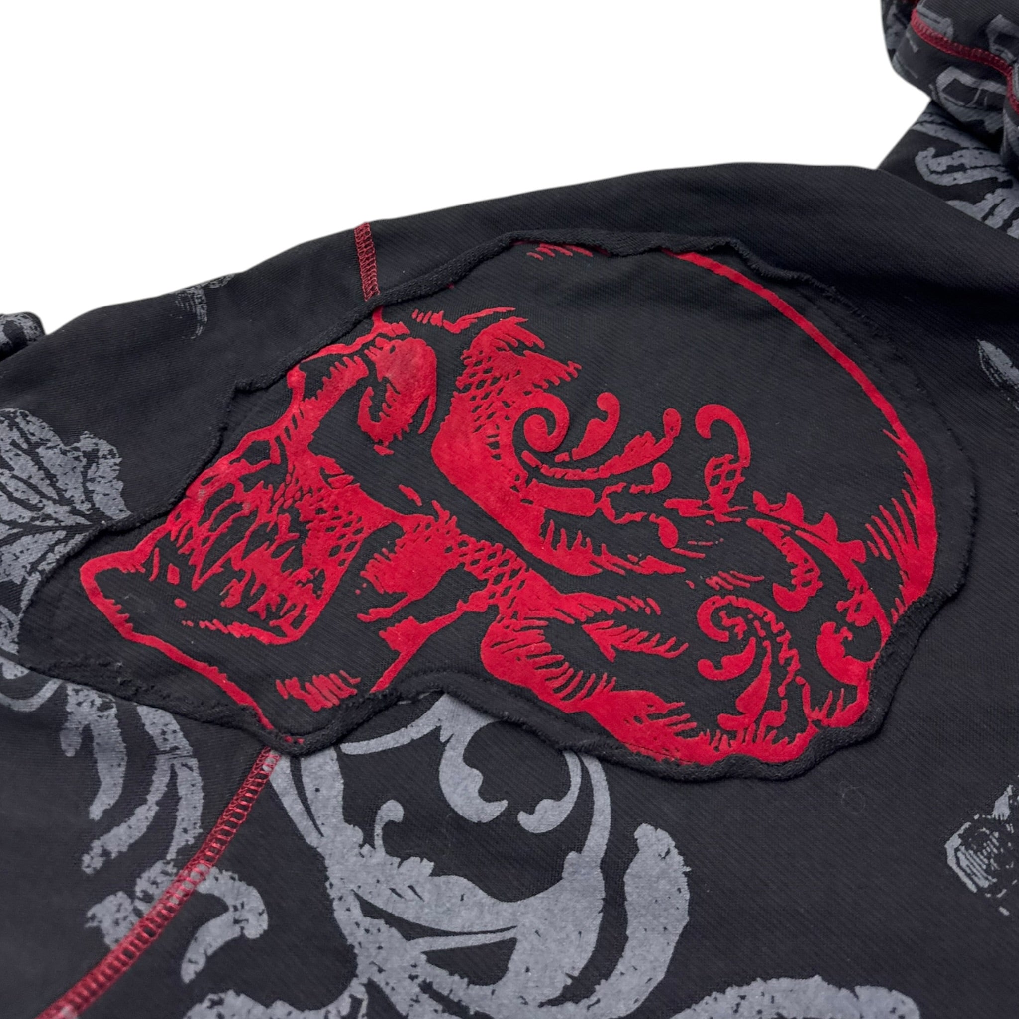 Vintage Y2K O.M.R. All Over Print Zip Up Emo Cyber Hoodie