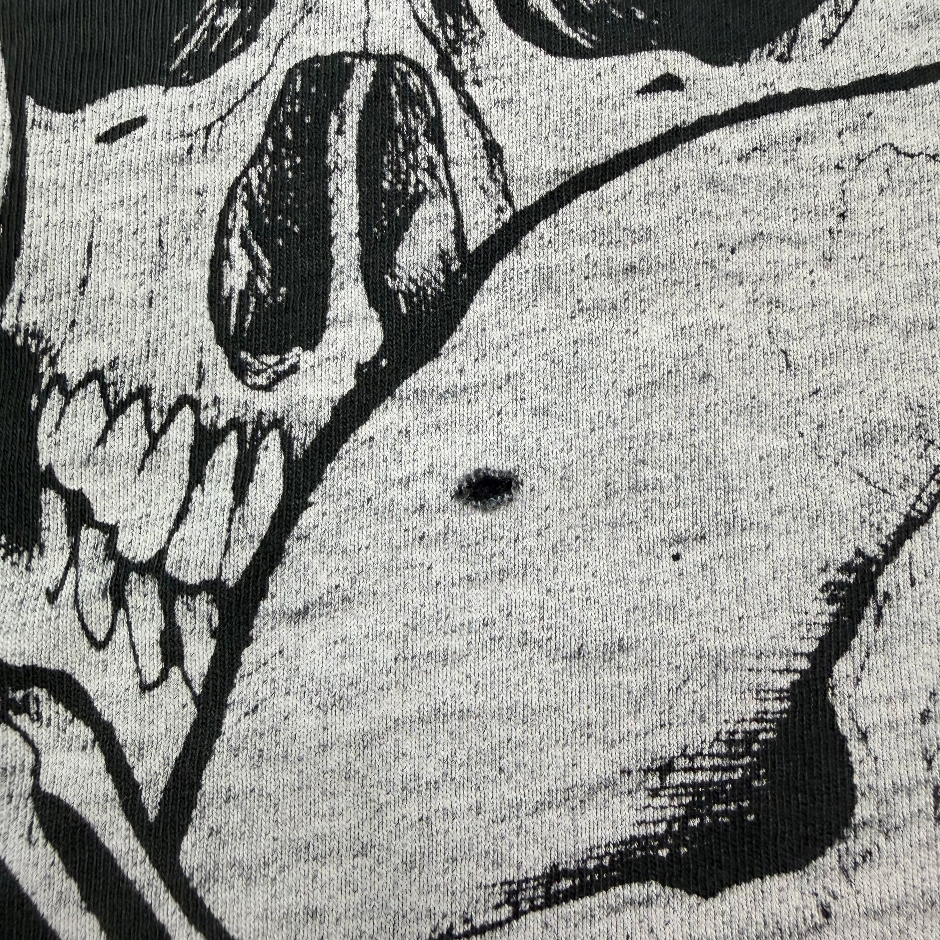 1992 Jarvis Ace All Over Print Skulls Tee Black/White