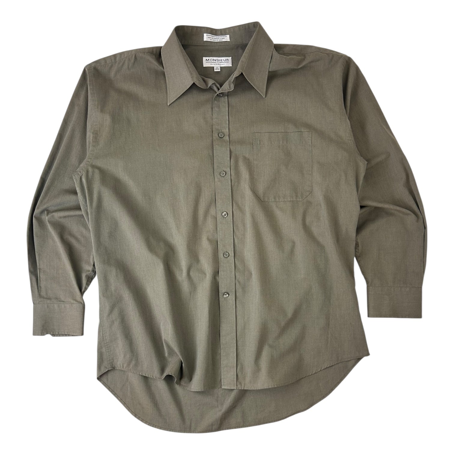 Vintage Monsiuer By Givenchy Long Sleeve Dress Shirt Green