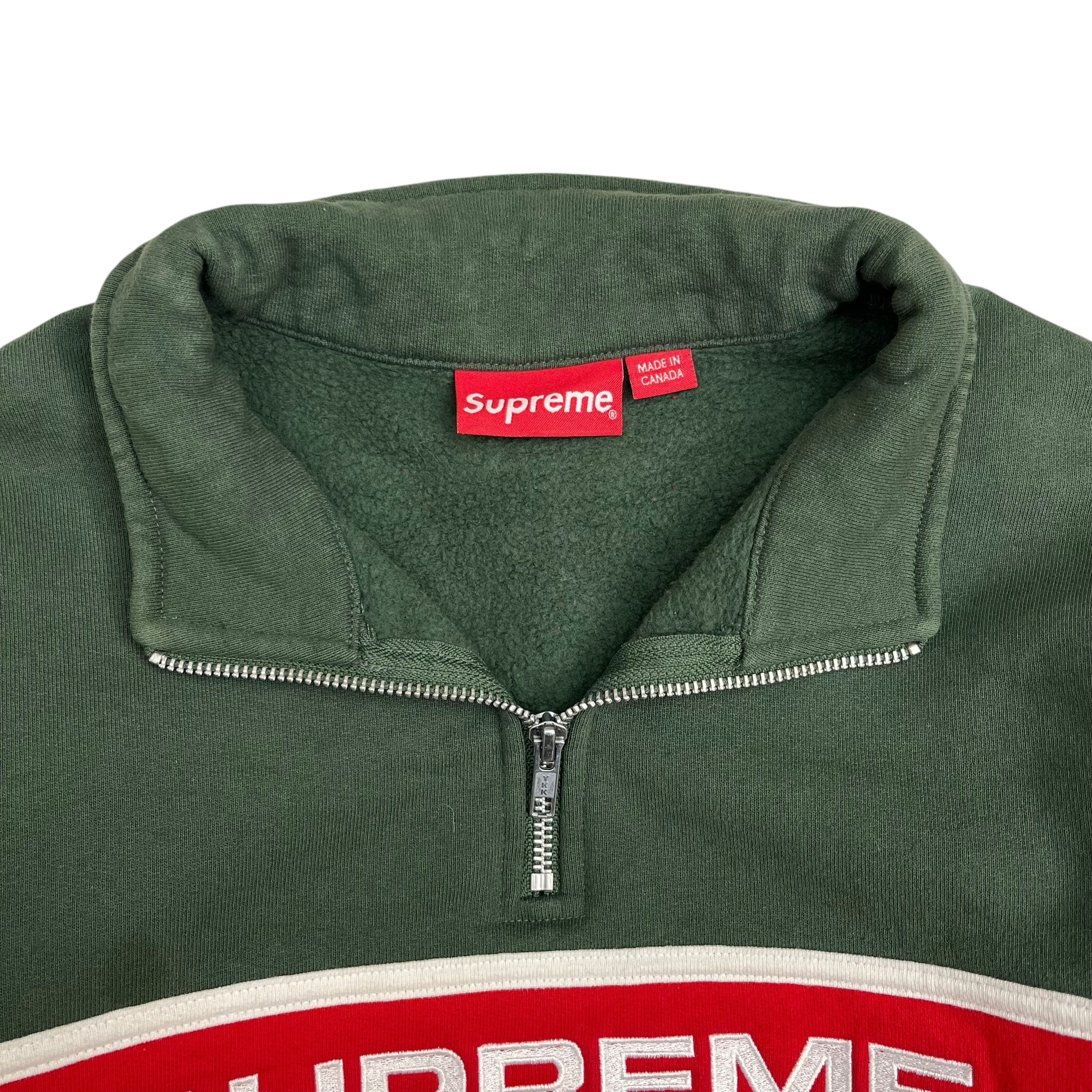 FW17 Supreme Two Tone Half Zip Sweater Green/Red