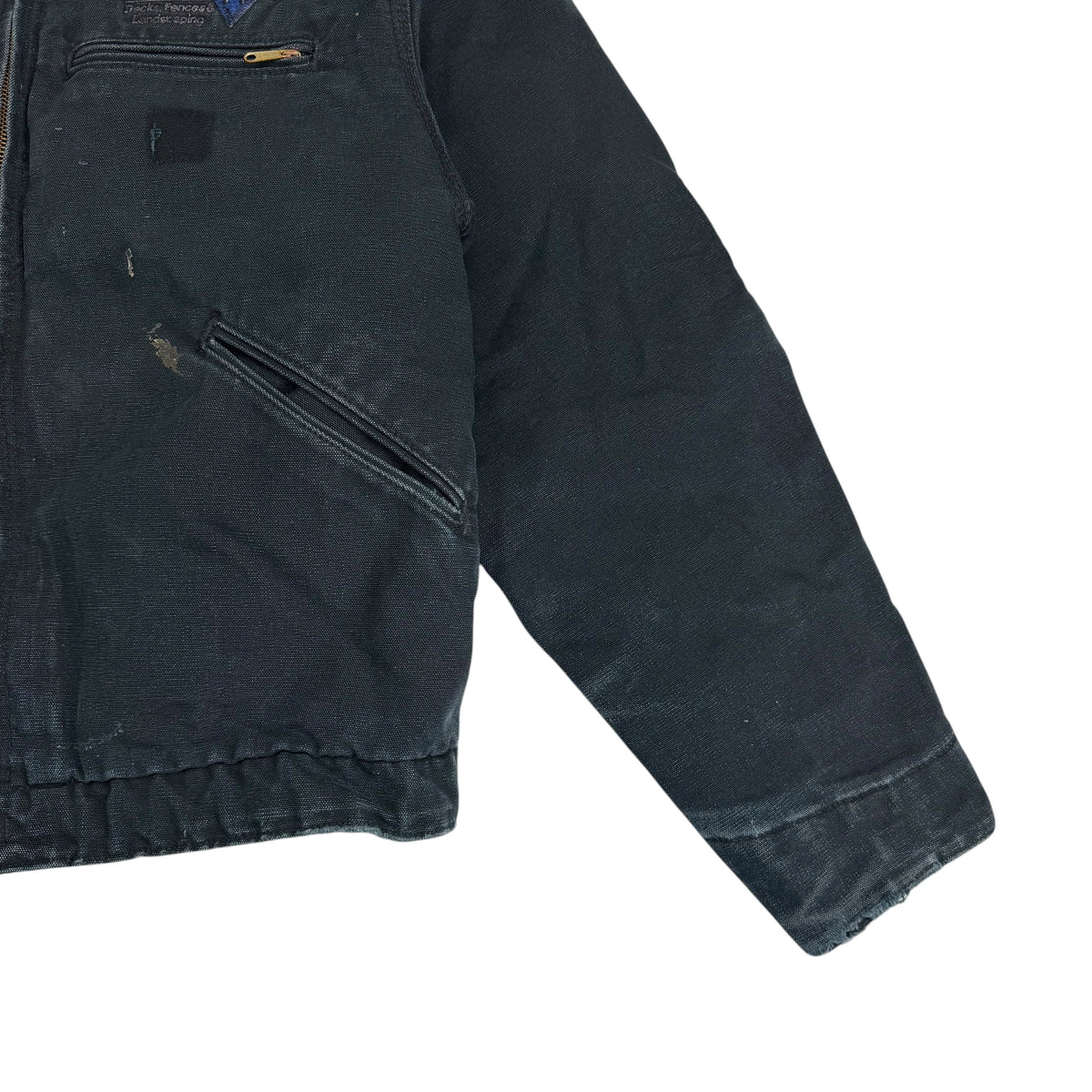 Vintage Carhartt Blanket Lined Embroidered Detroit Jacket Faded Black