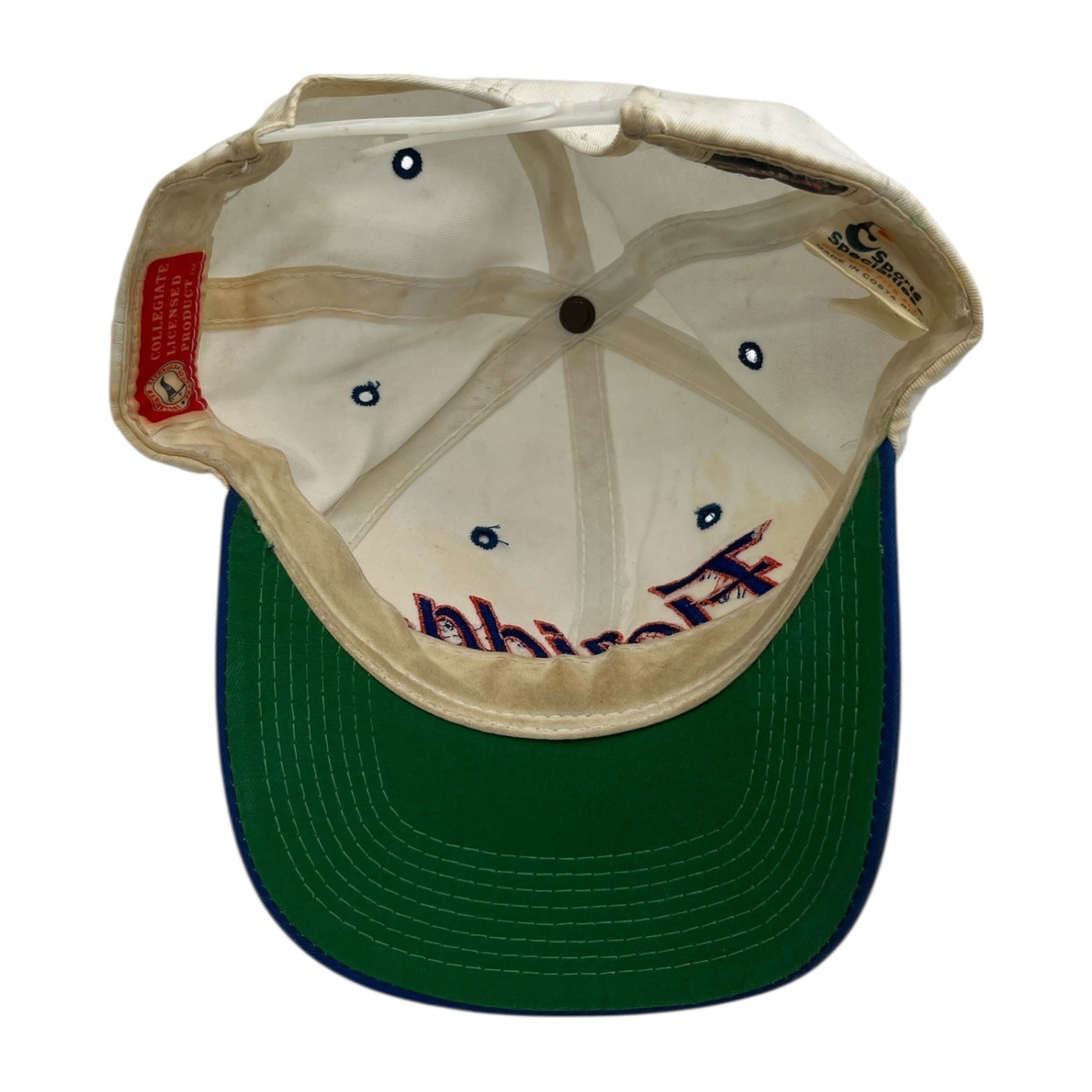 Vintage Florida Gators Double Line Script Snapback White/Blue Hat White/Blue
