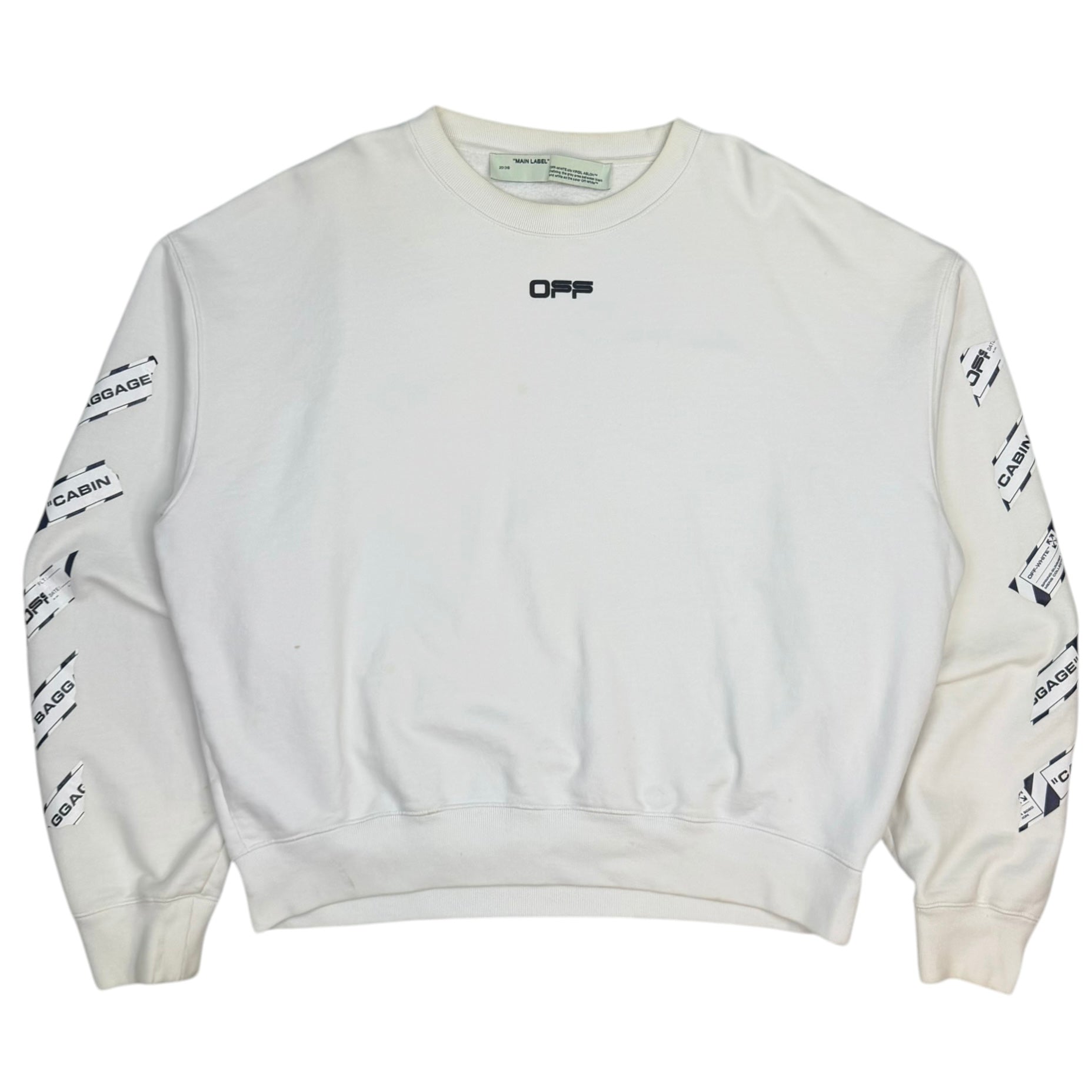 Off White Airport Tape Over Crewneck White