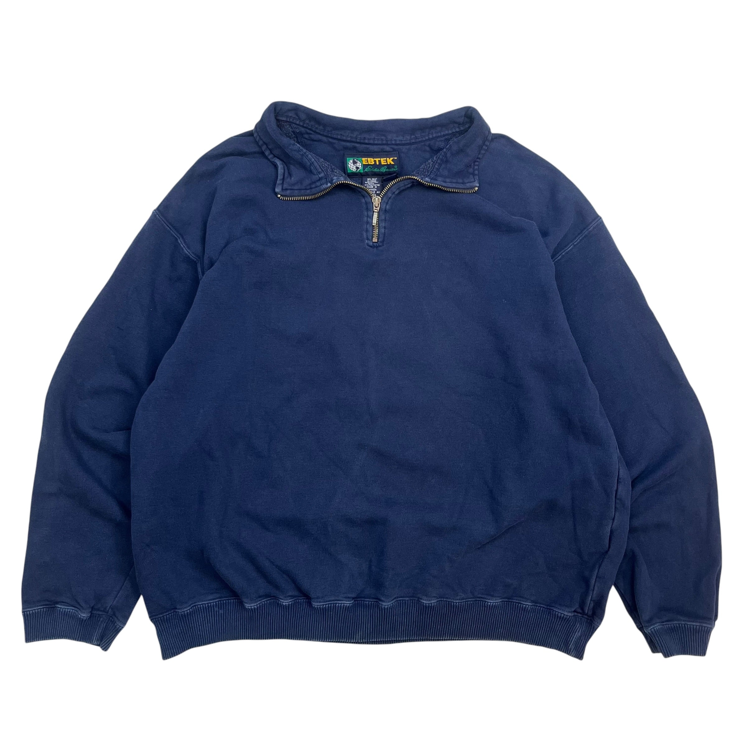 Vintage Eddie Bauer EBTEK Quarter Zip Navy Blue