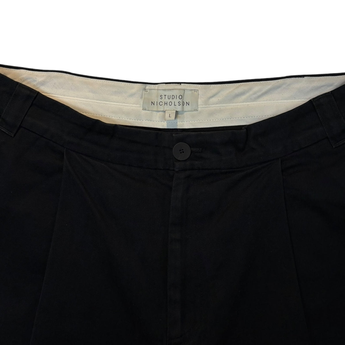 Studio Nicholson Sorte Peached Cotton Twill Volume Pants Black