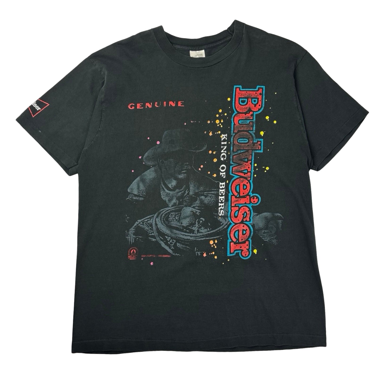 1992 Budweiser King Of Beers Cowboy T-Shirt Black