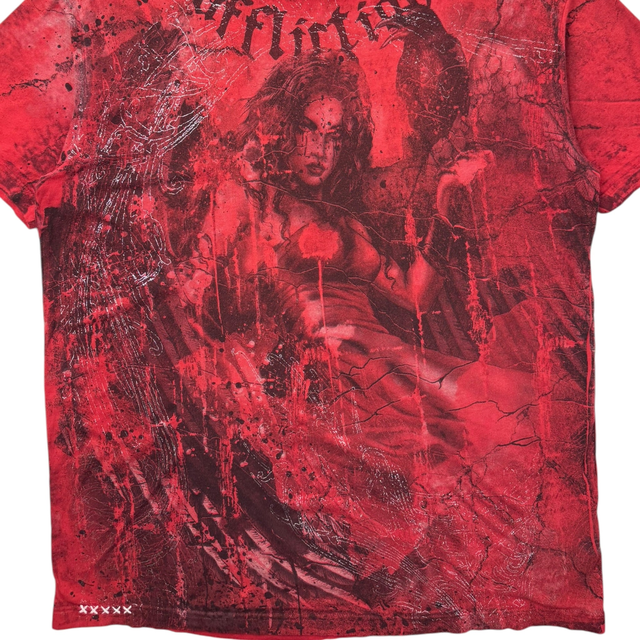 Vintage Y2K Affliction Bamboo Series Dark Angel T-Shirt Red