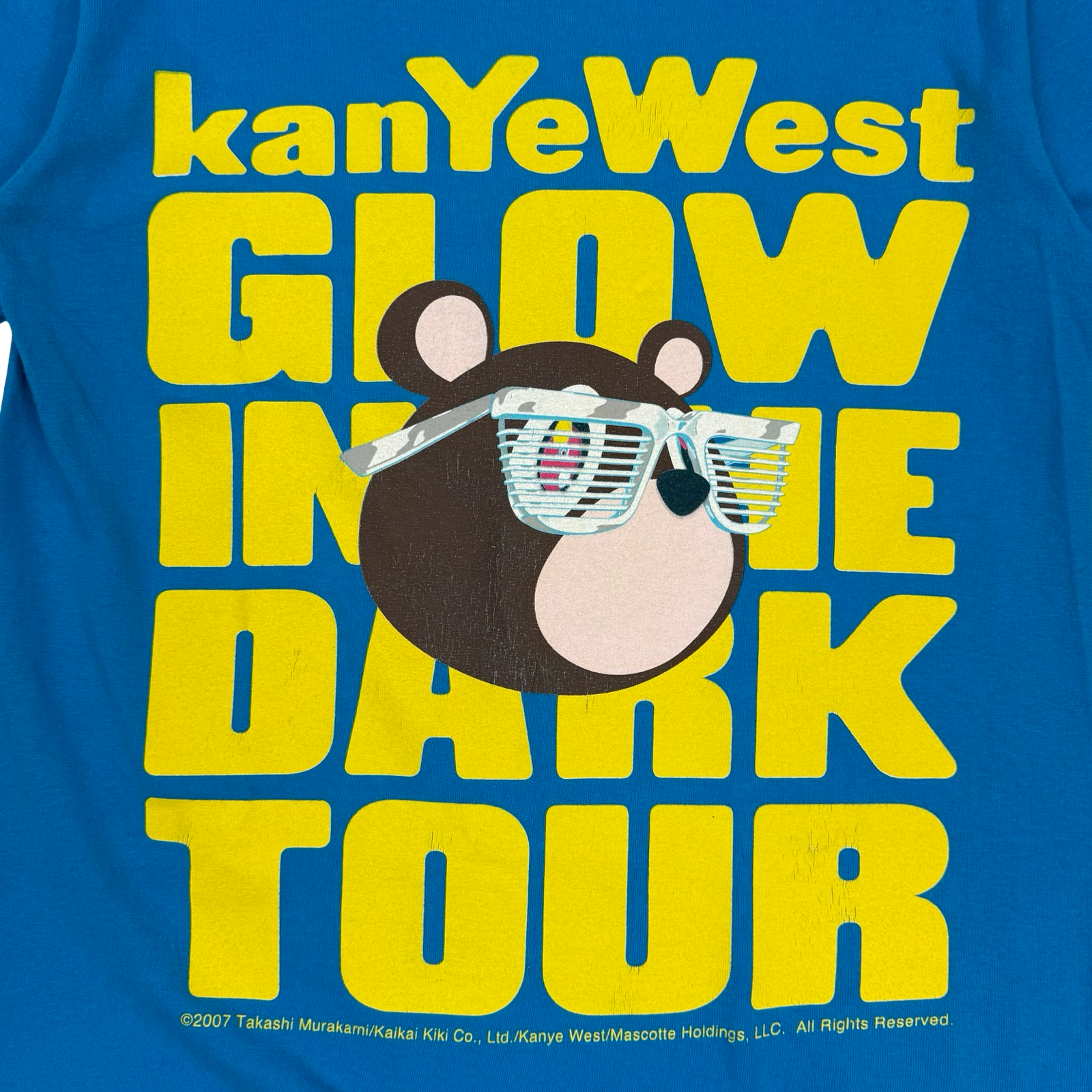 2007 Kanye West Takashi Murakami Glow In The Dark Tour Tee Blue