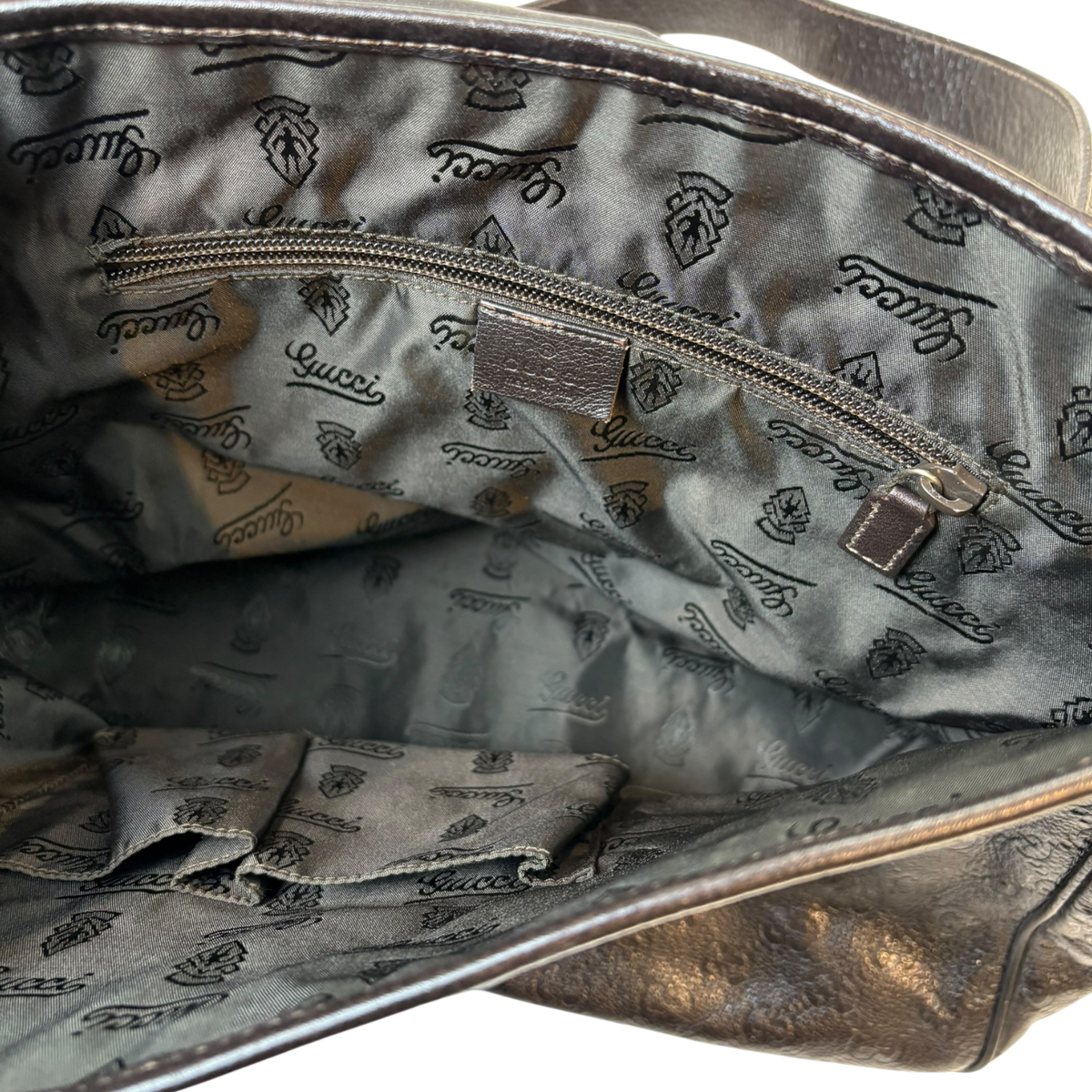 Gucci Guccissima Leather Messenger Shoulder Bag Brown
