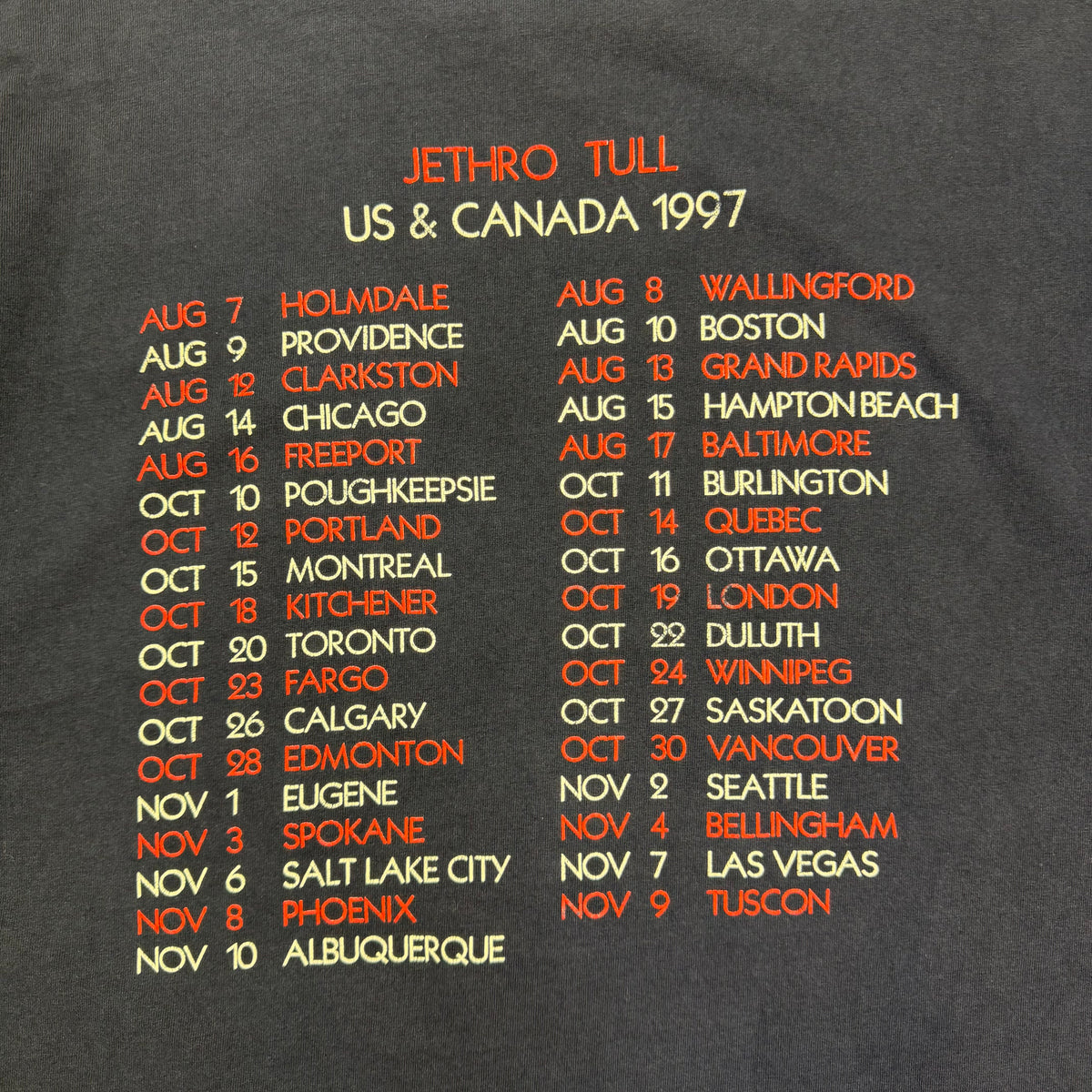 1997 Jethro Tull Aqualung Tour Tee Navy